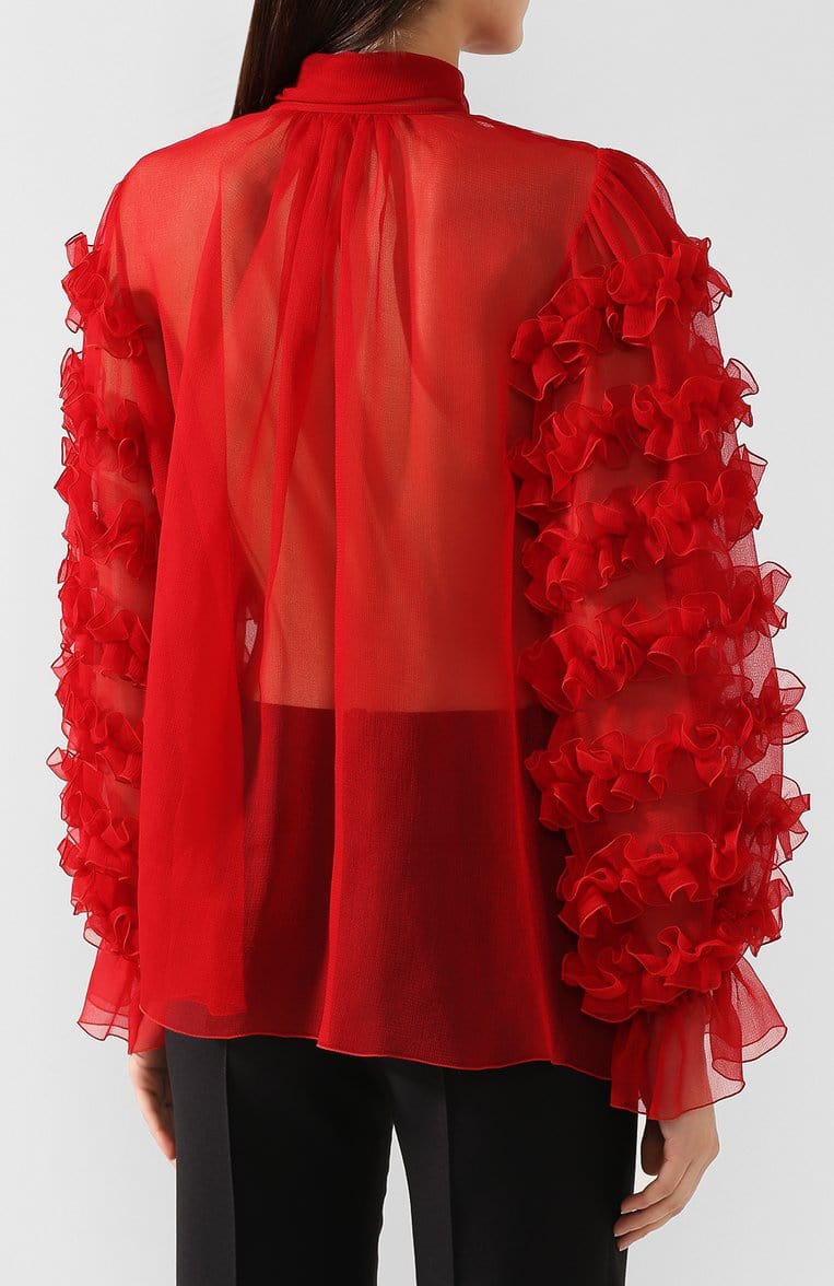 Dolce & Gabbana Silk Organza Blouse With Ascot Collar