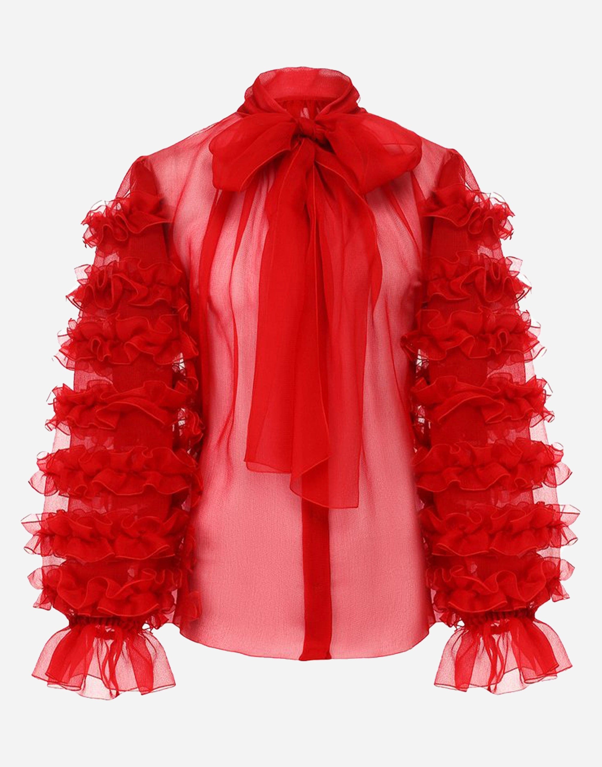 Dolce & Gabbana Silk Organza Blouse With Ascot Collar