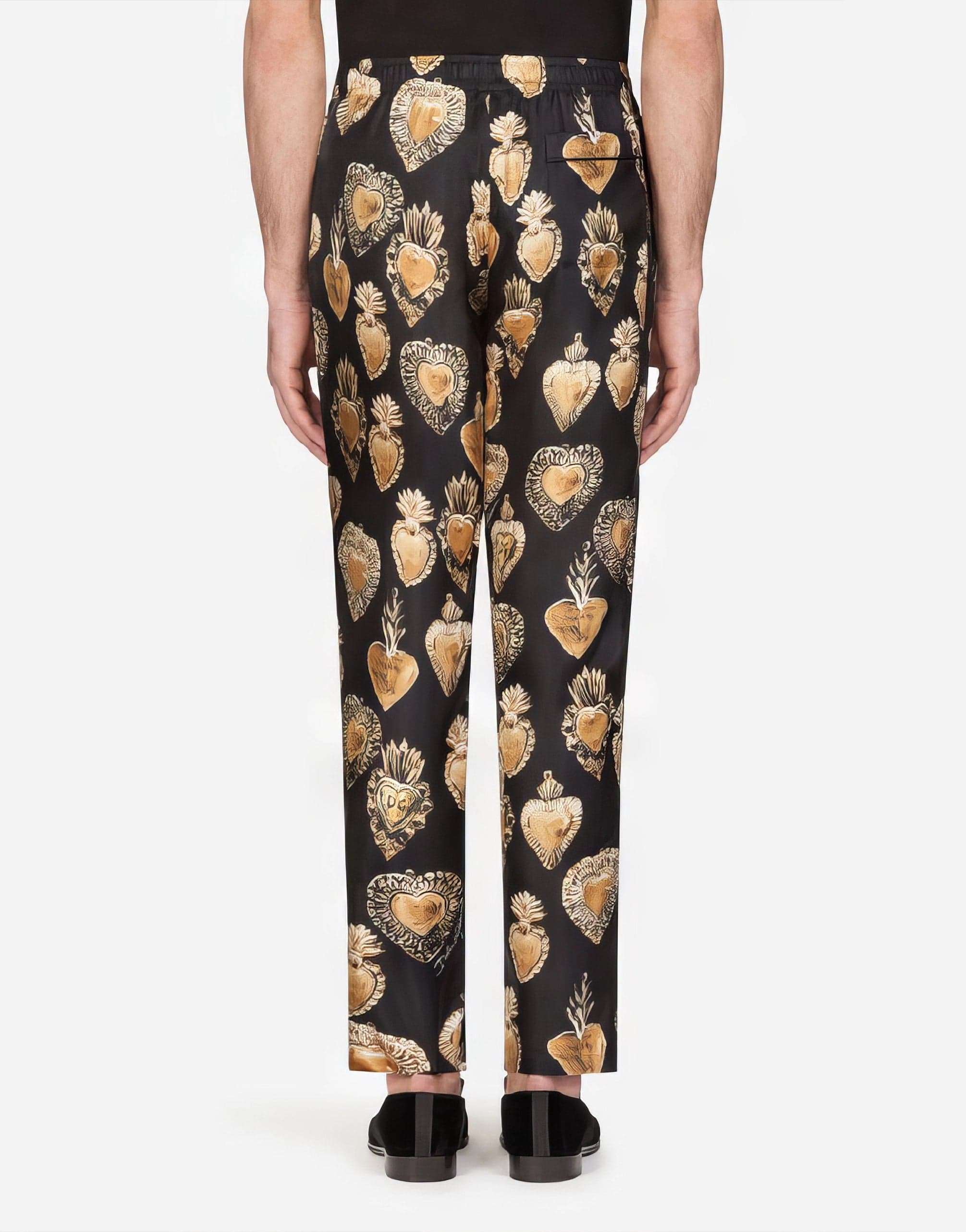 Dolce & Gabbana Silk Pyjama Pants With Sacred Heart Print
