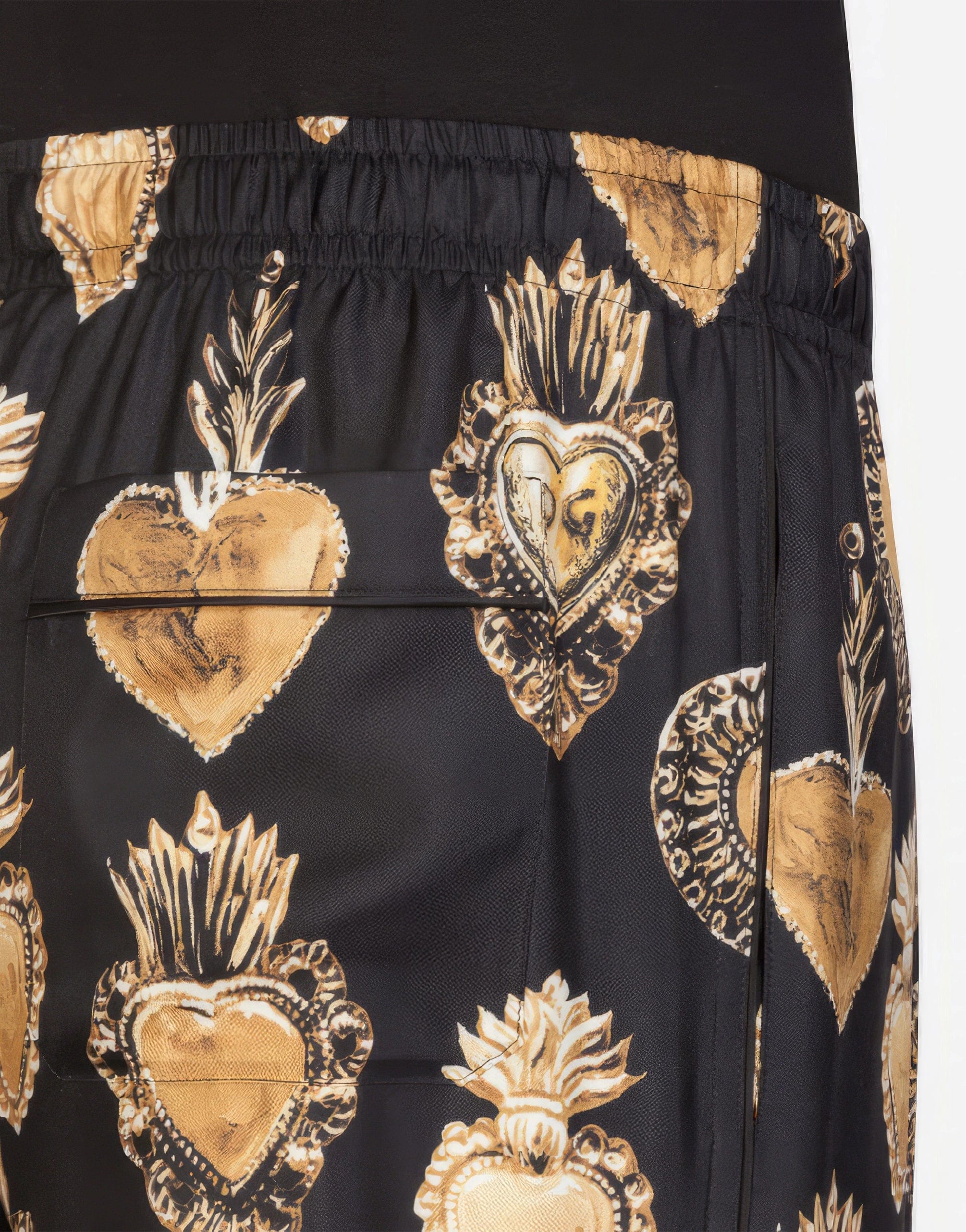 Dolce & Gabbana Silk Pyjama Pants With Sacred Heart Print