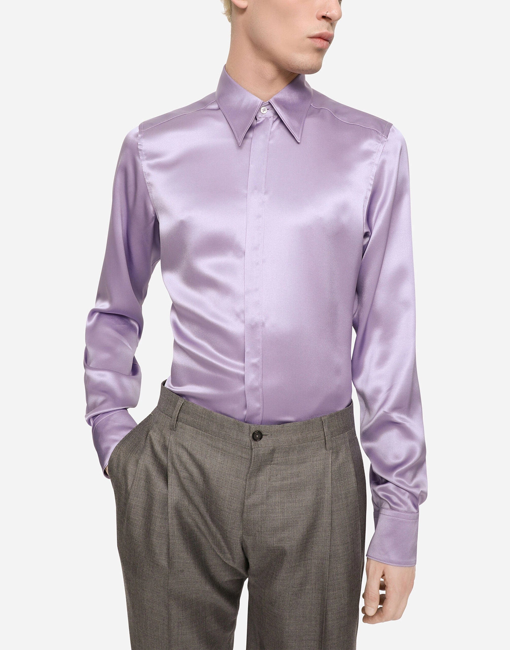 Dolce & Gabbana Silk Satin Martini-Fit Shirt