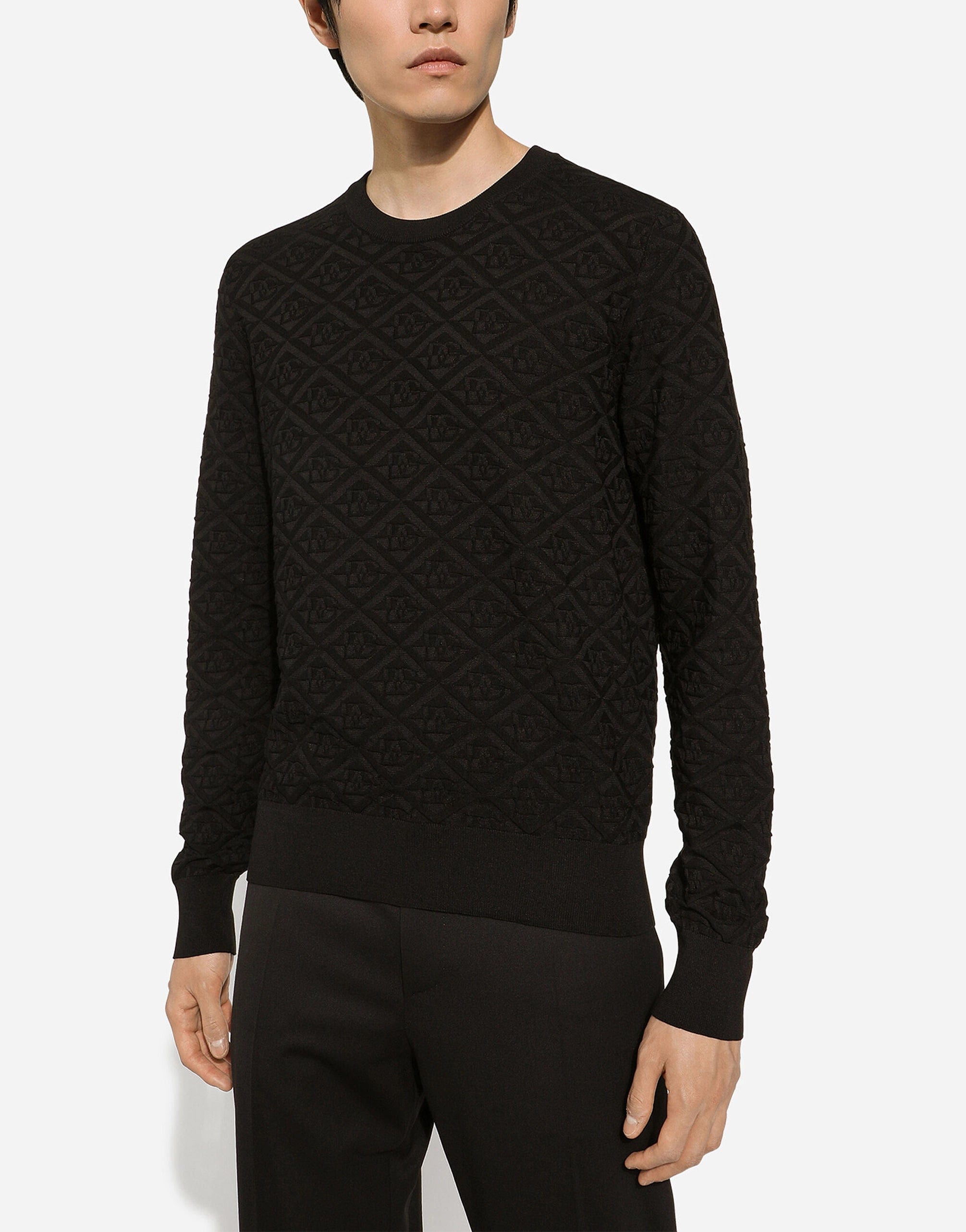 Dolce & Gabbana Silk Sweater With All-Over DG Logo