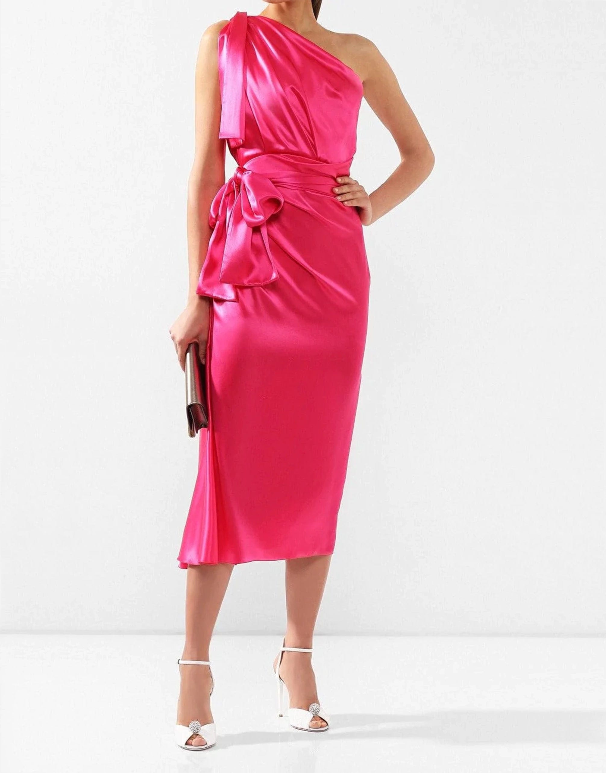 Dolce & Gabbana Silk-taffeta One-sleeve Ruched Cocktail Dress