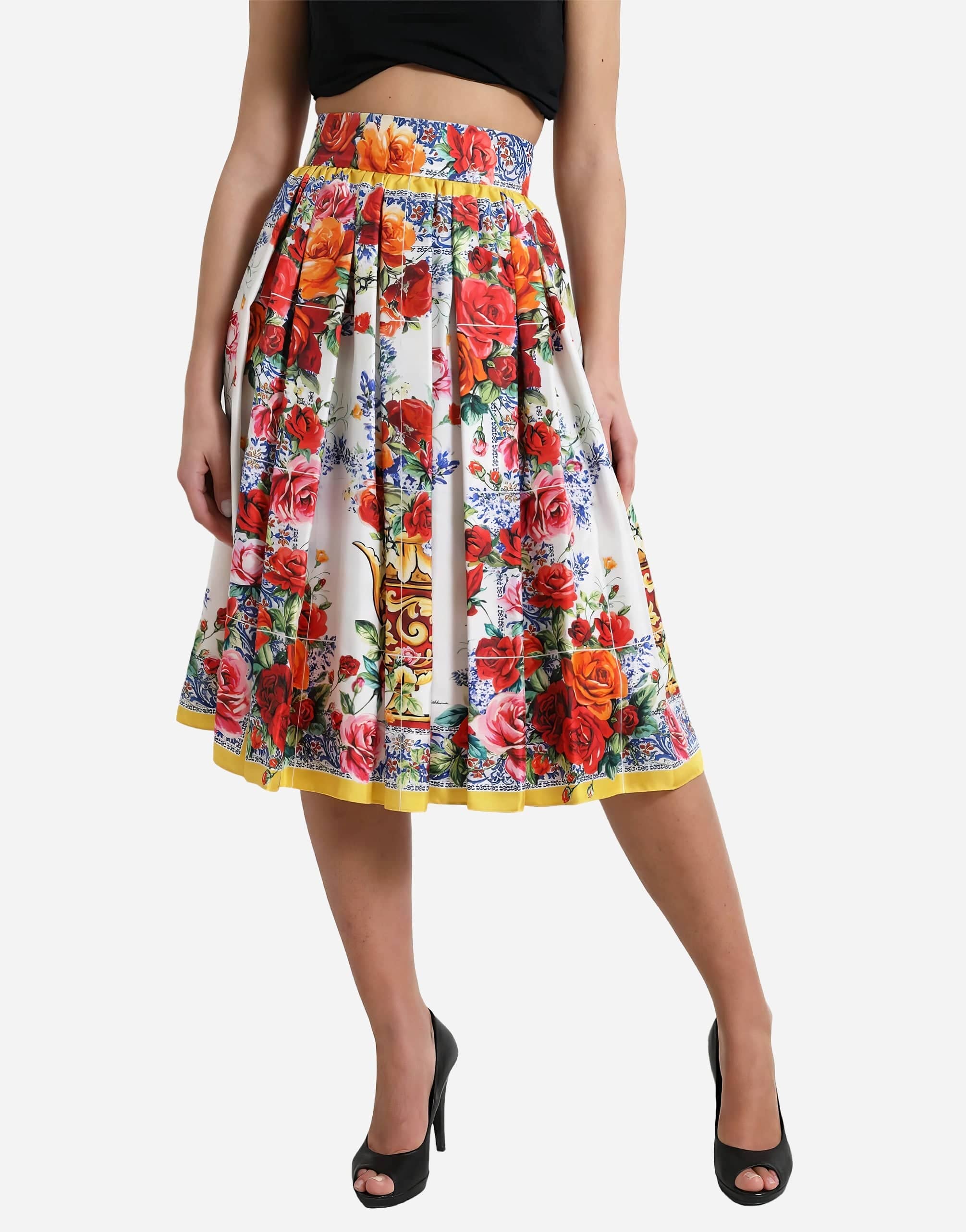 Dolce & Gabbana Silk Twill Majolica Print Skirt