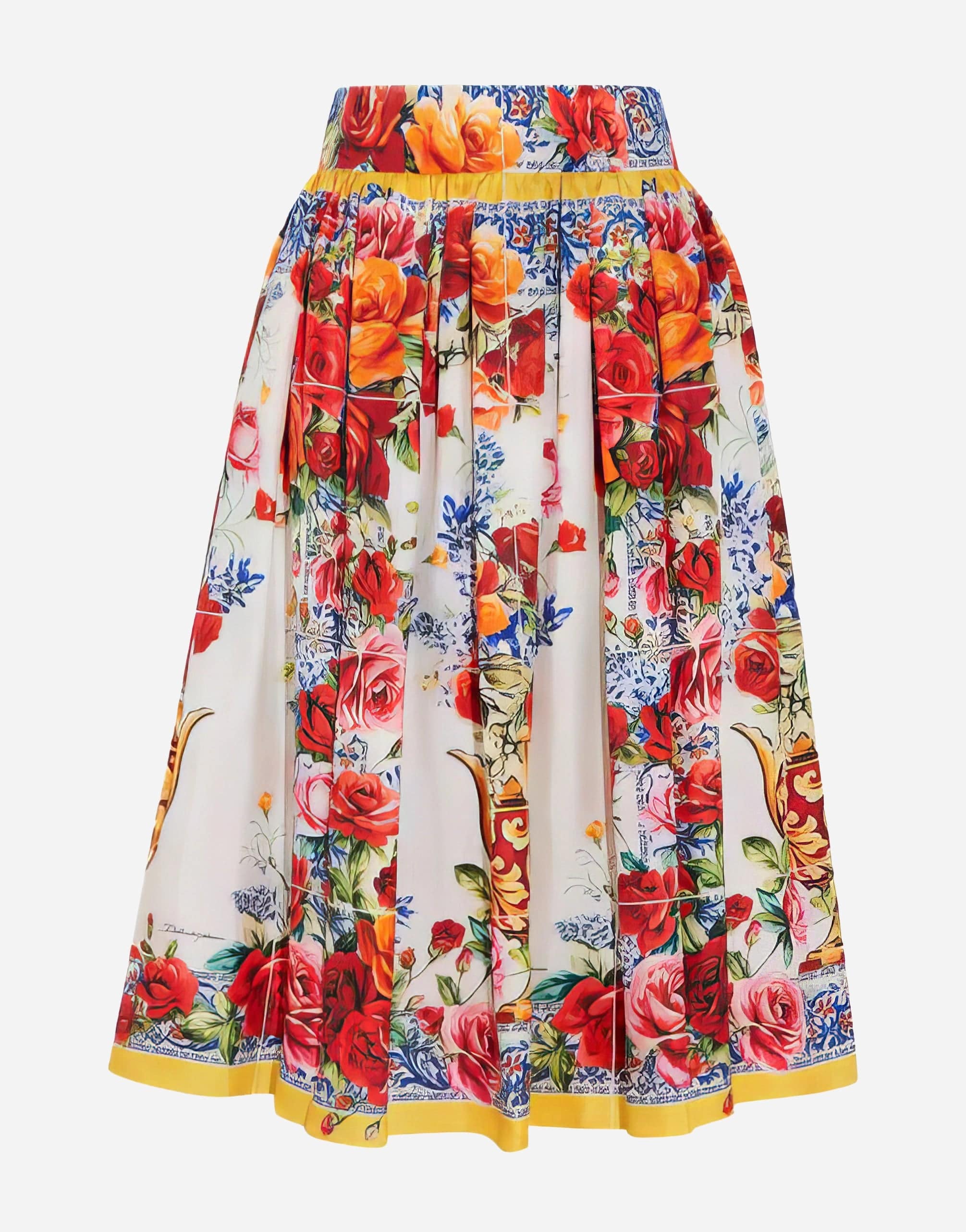Dolce & Gabbana Silk Twill Majolica Print Skirt