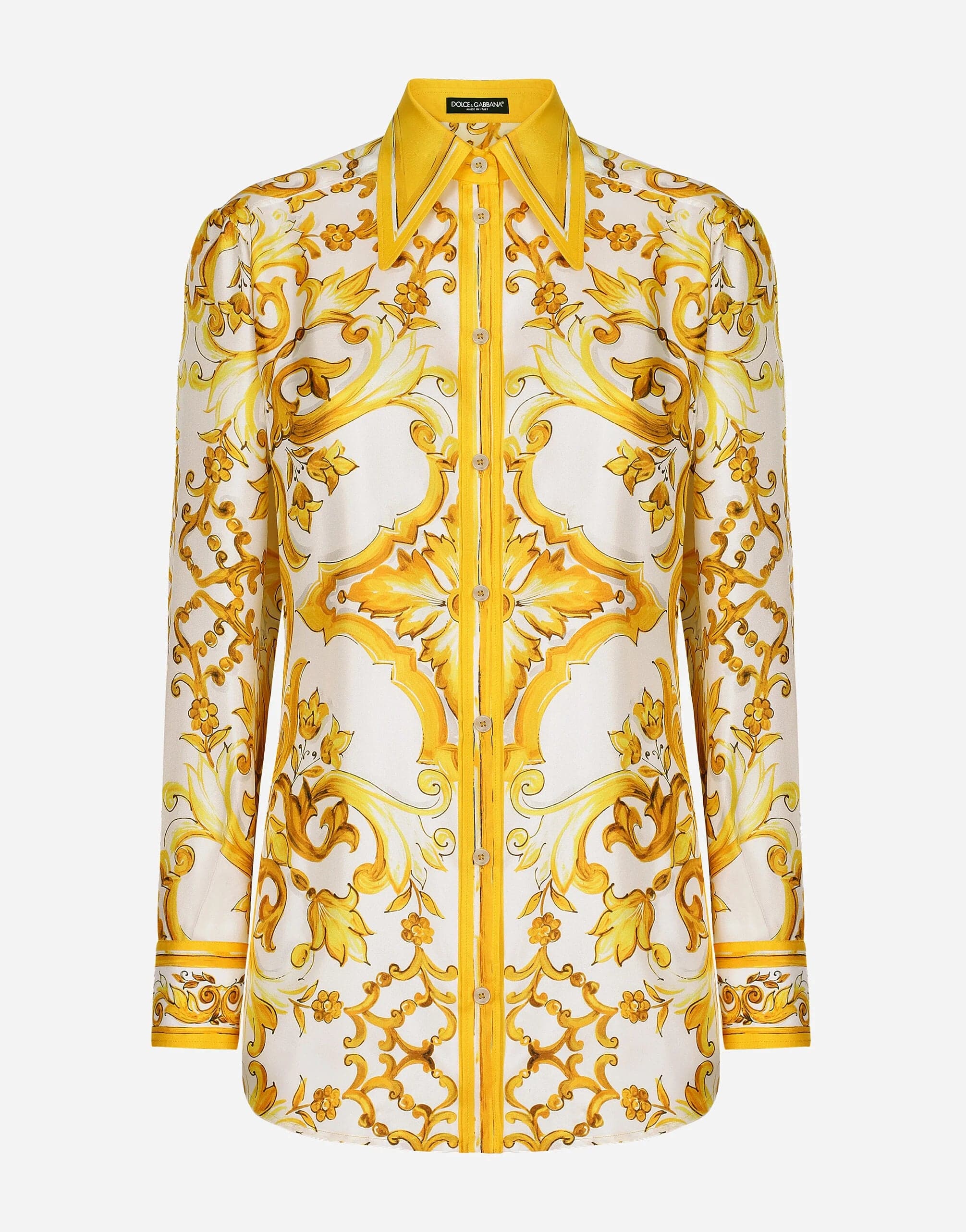 Dolce & Gabbana Silk Twill Shirt With Majolica Print