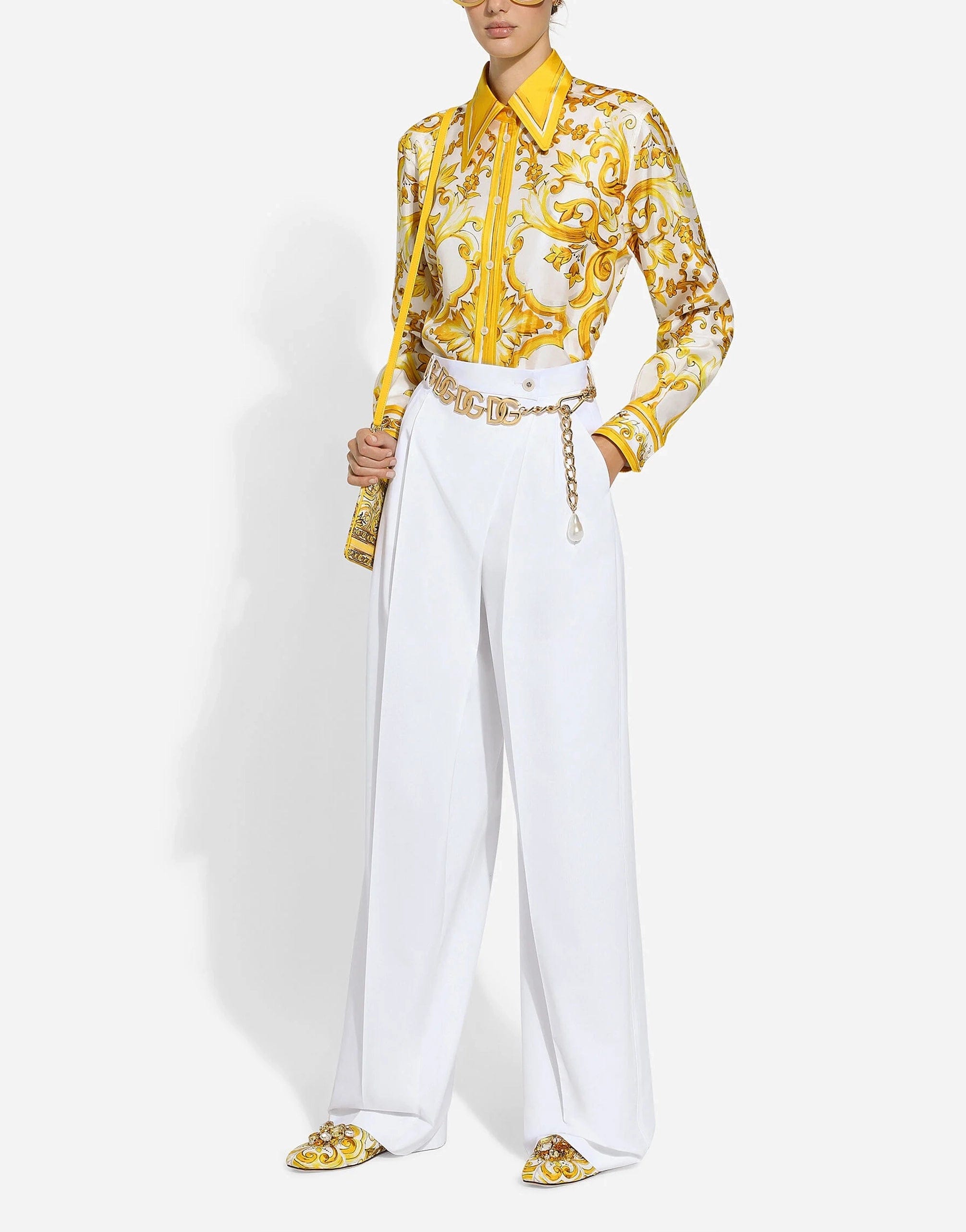 Dolce & Gabbana Silk Twill Shirt With Majolica Print