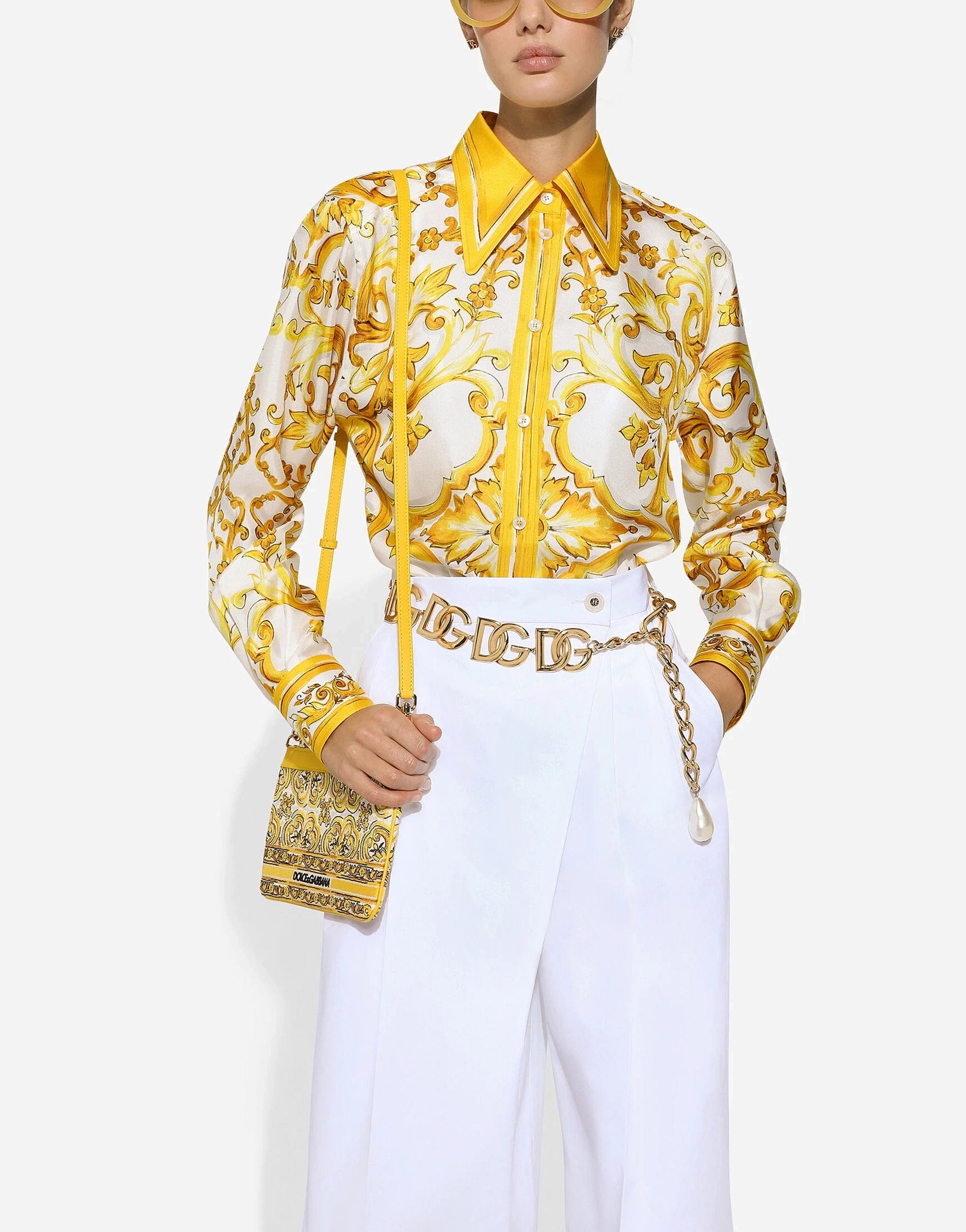 Dolce & Gabbana Silk Twill Shirt With Majolica Print