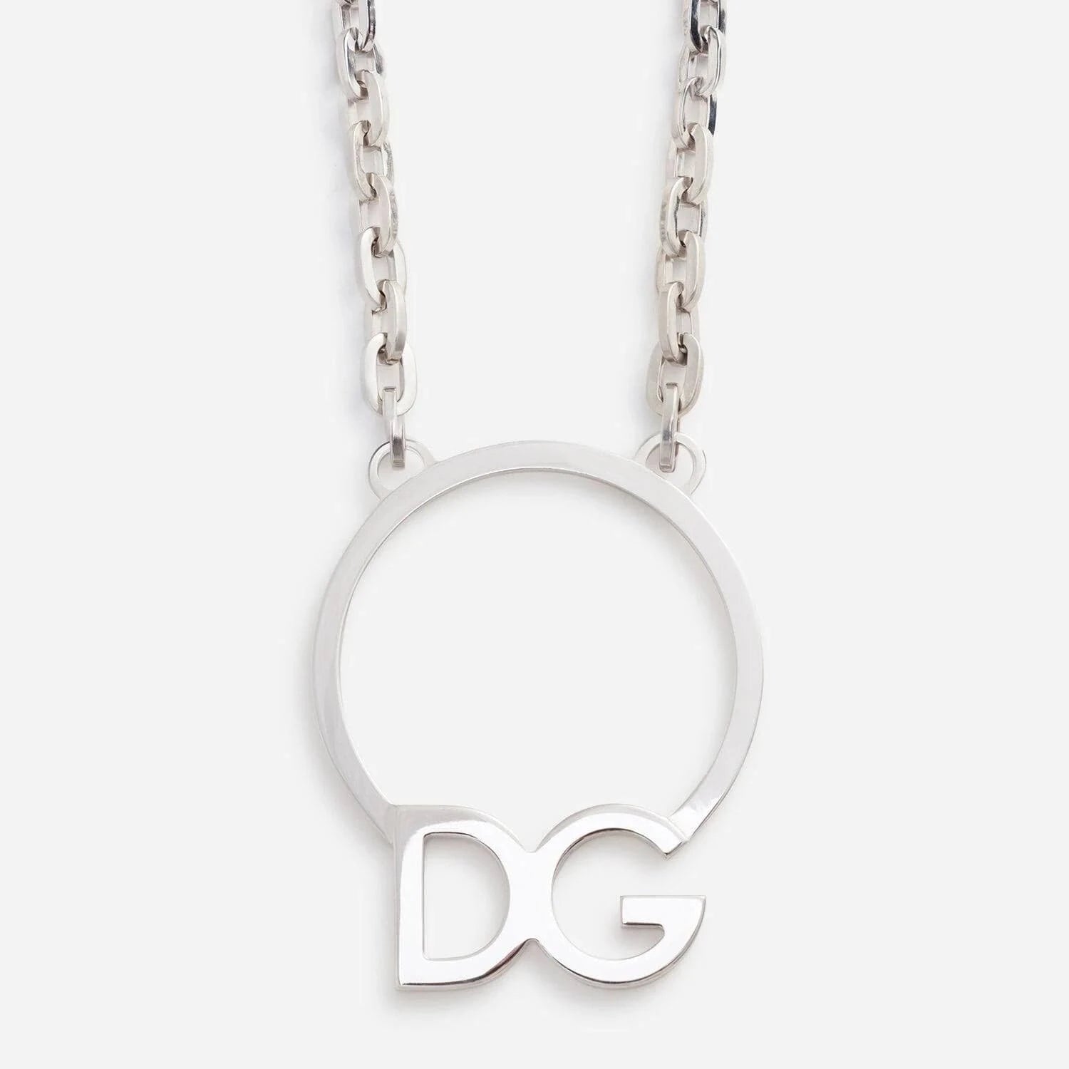 Dolce & Gabbana Silver DG Logo Pendant Necklace