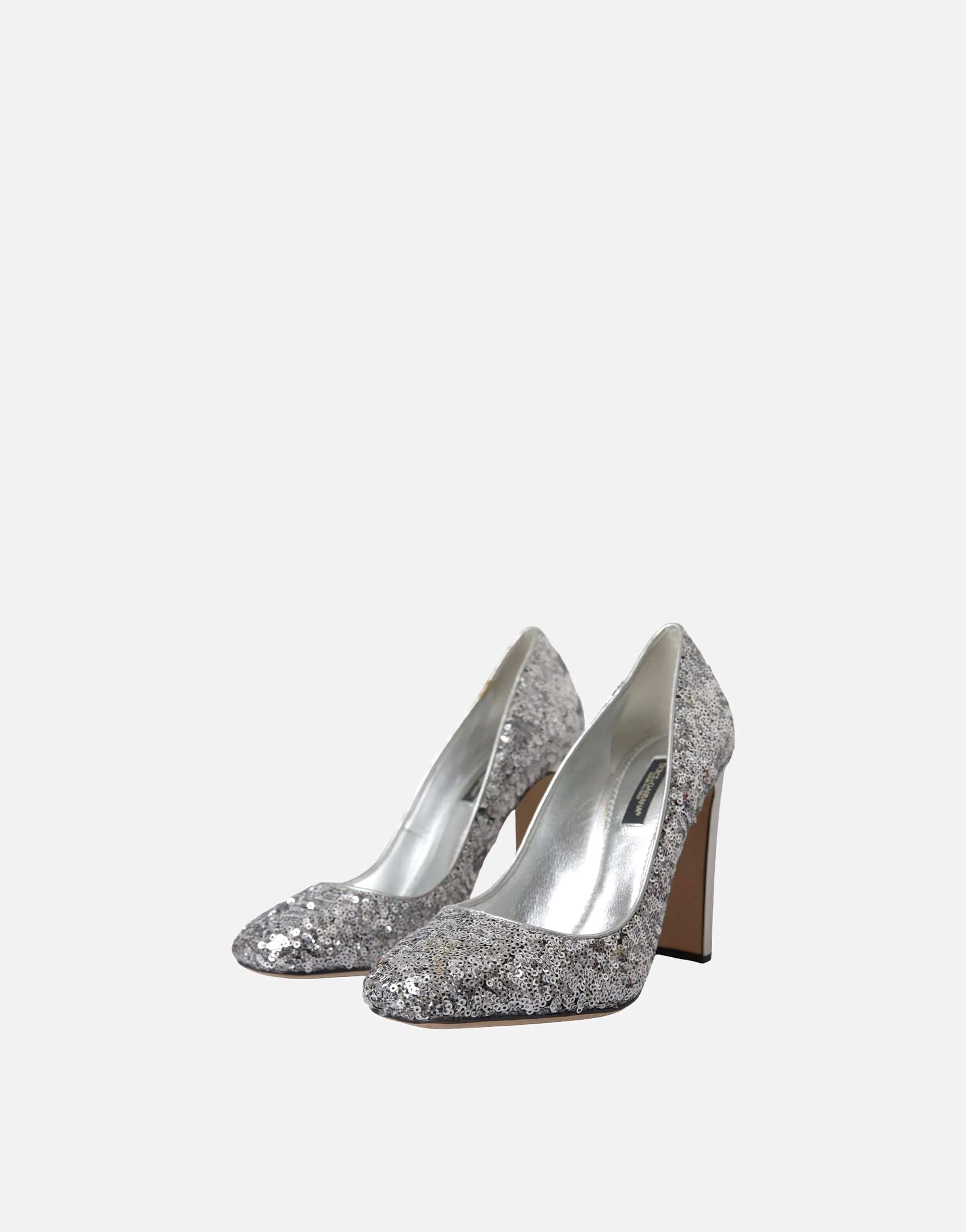 Dolce Gabbana Silver Vally Sequins Pumps Sendegaro
