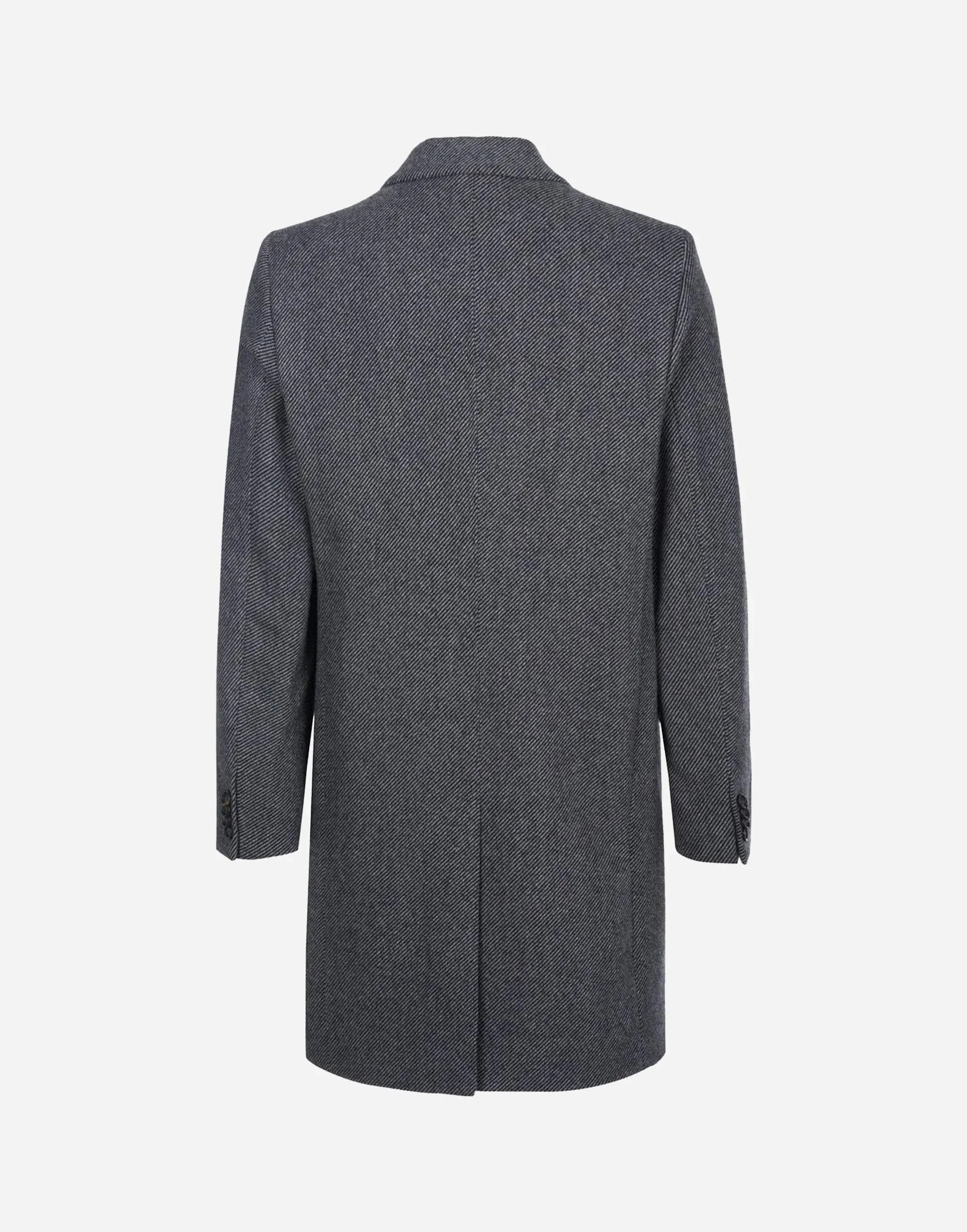 Dolce & Gabbana Single-Breasted Grey Herringbone Wool Blend Coat