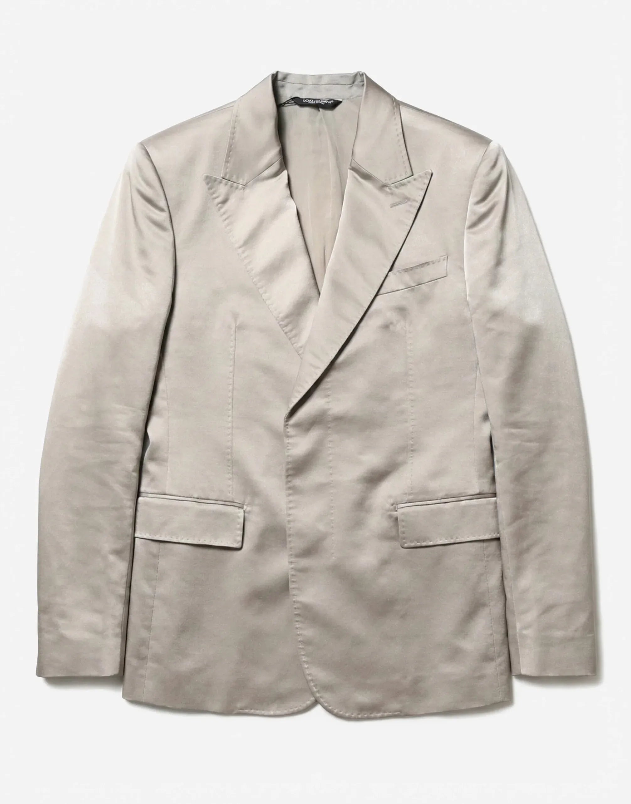 Blazer de satén de seda de botonadura sencilla Dolce & Gabbana
