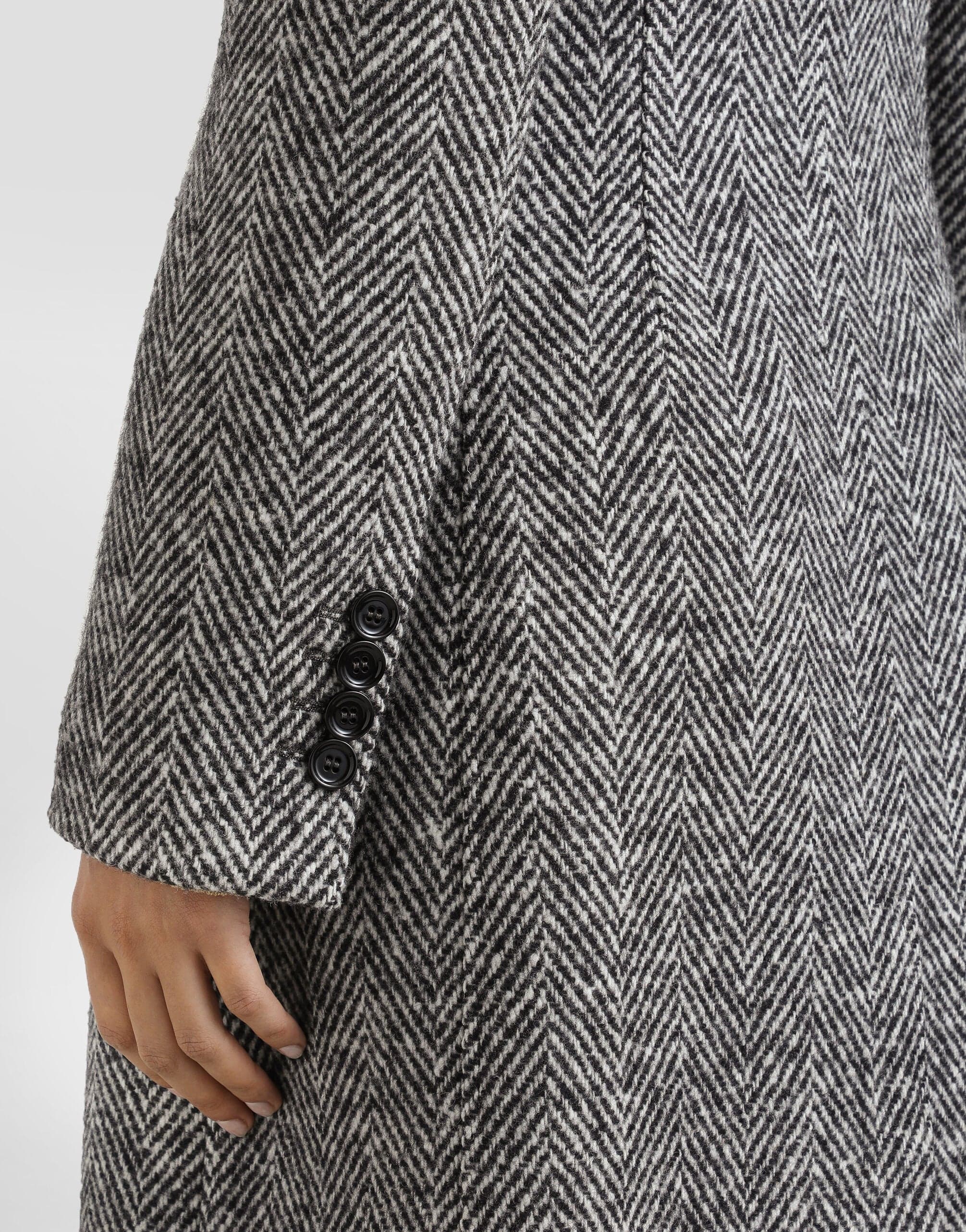 Dolce & Gabbana Single-Breasted Wool Chevron Coat
