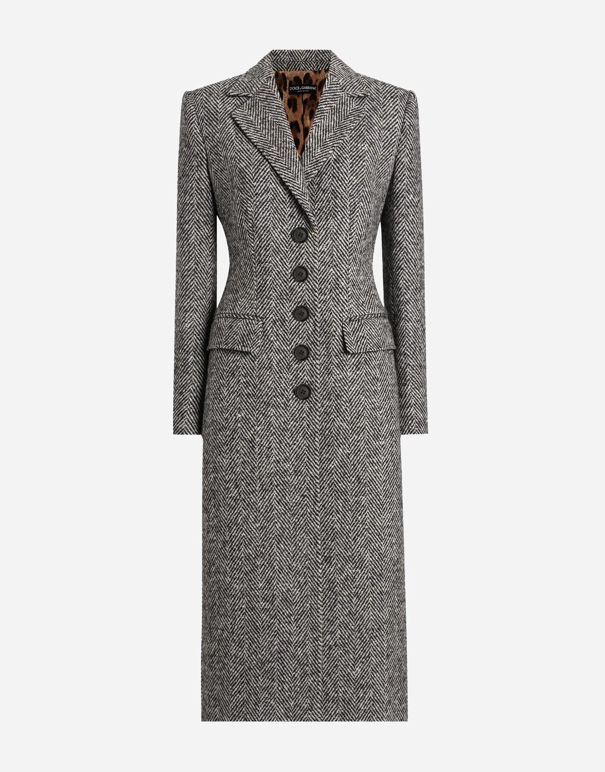 Dolce & Gabbana Single-Breasted Wool Chevron Coat