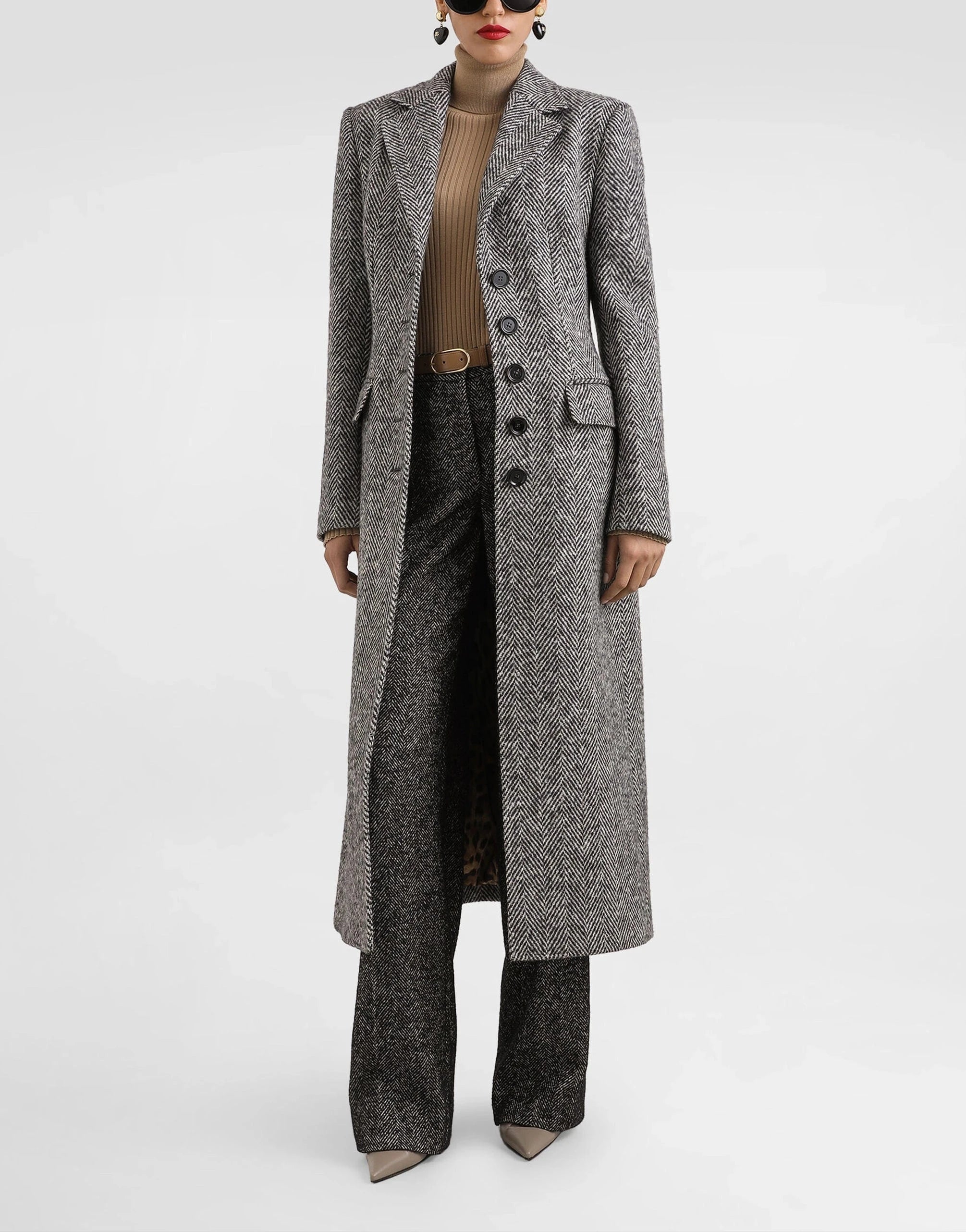 Dolce & Gabbana Single-Breasted Wool Chevron Coat