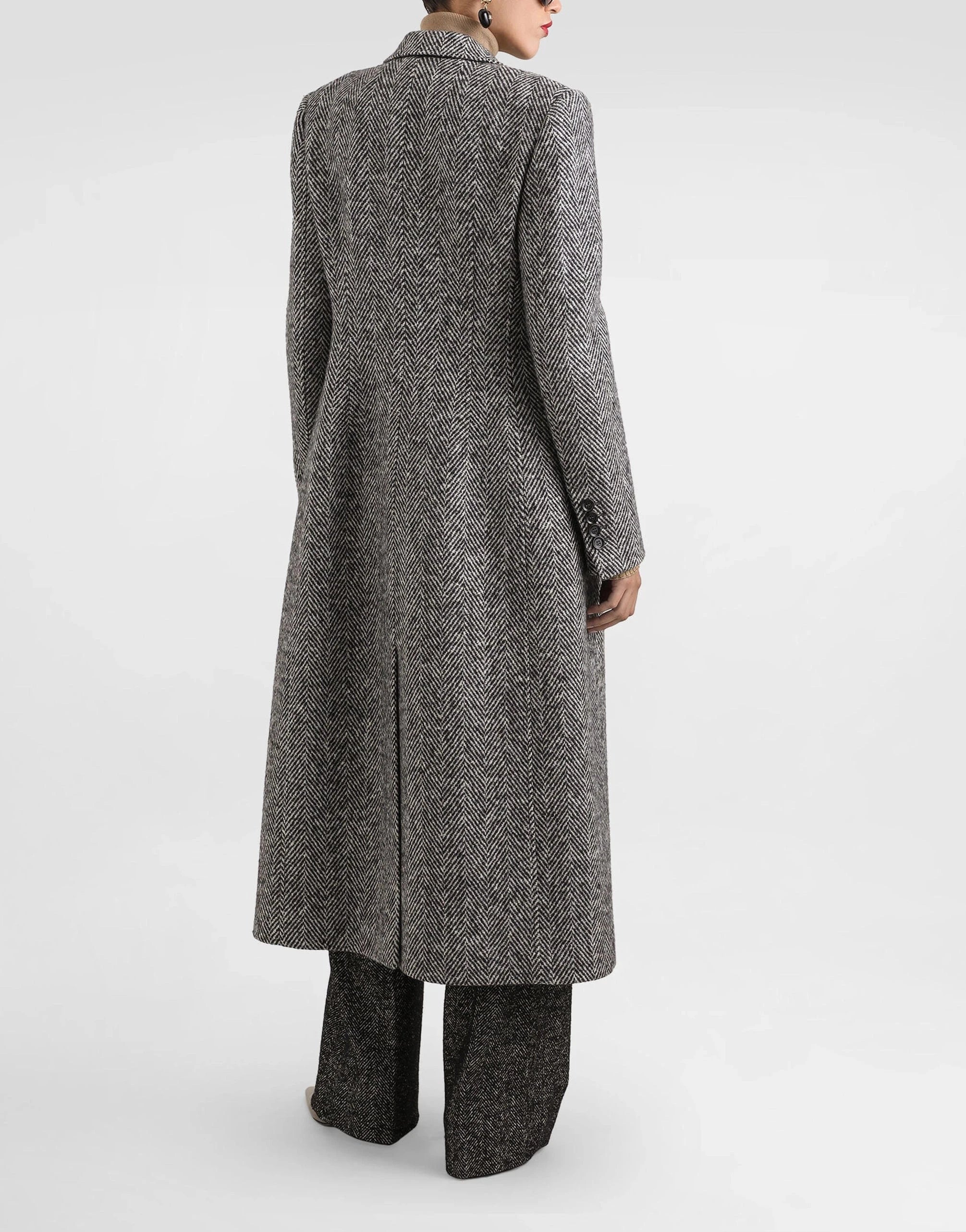 Dolce & Gabbana Single-Breasted Wool Chevron Coat