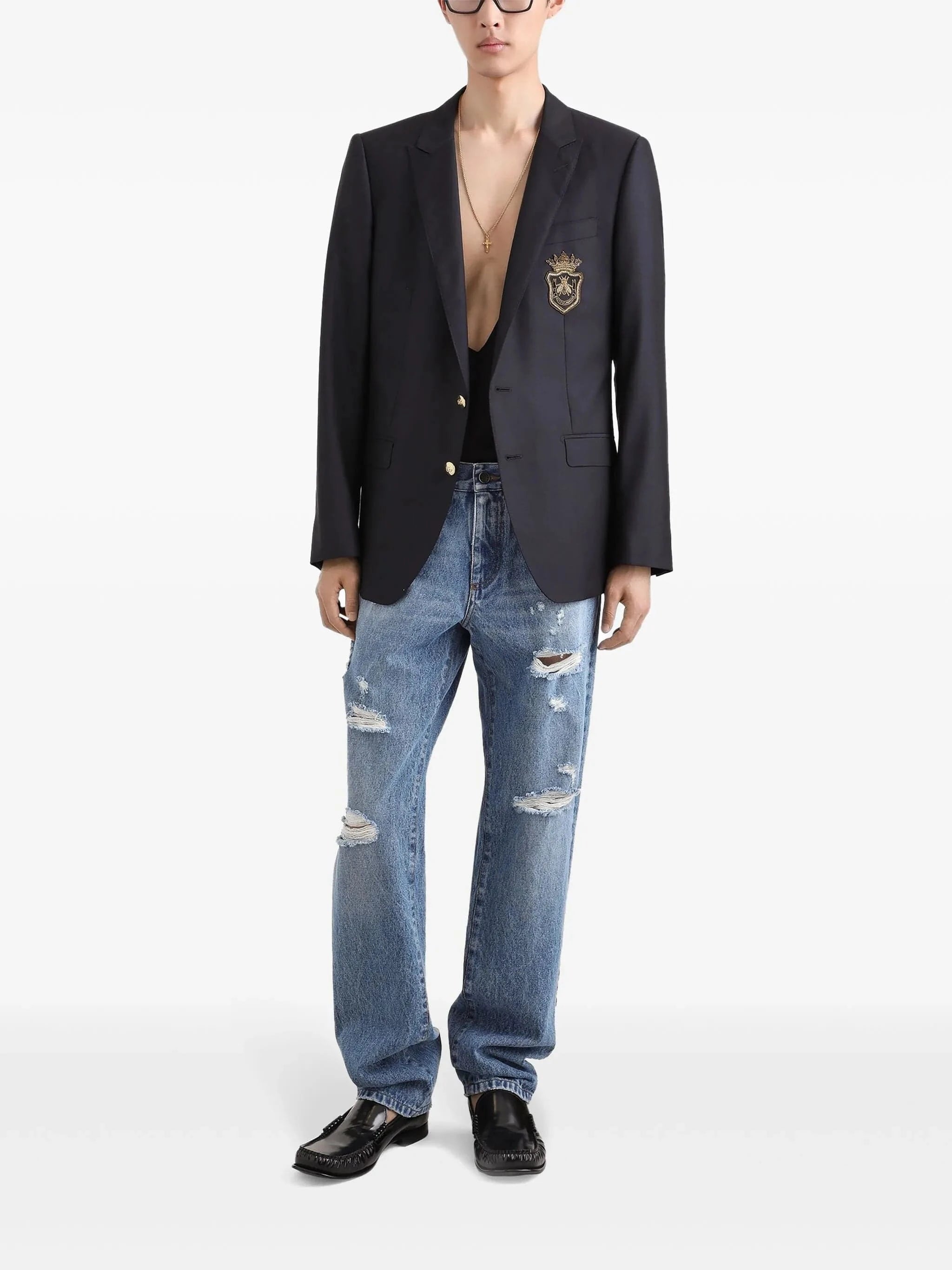 Dolce & Gabbana Single-Breasted Wool-Silk Blazer Jacket