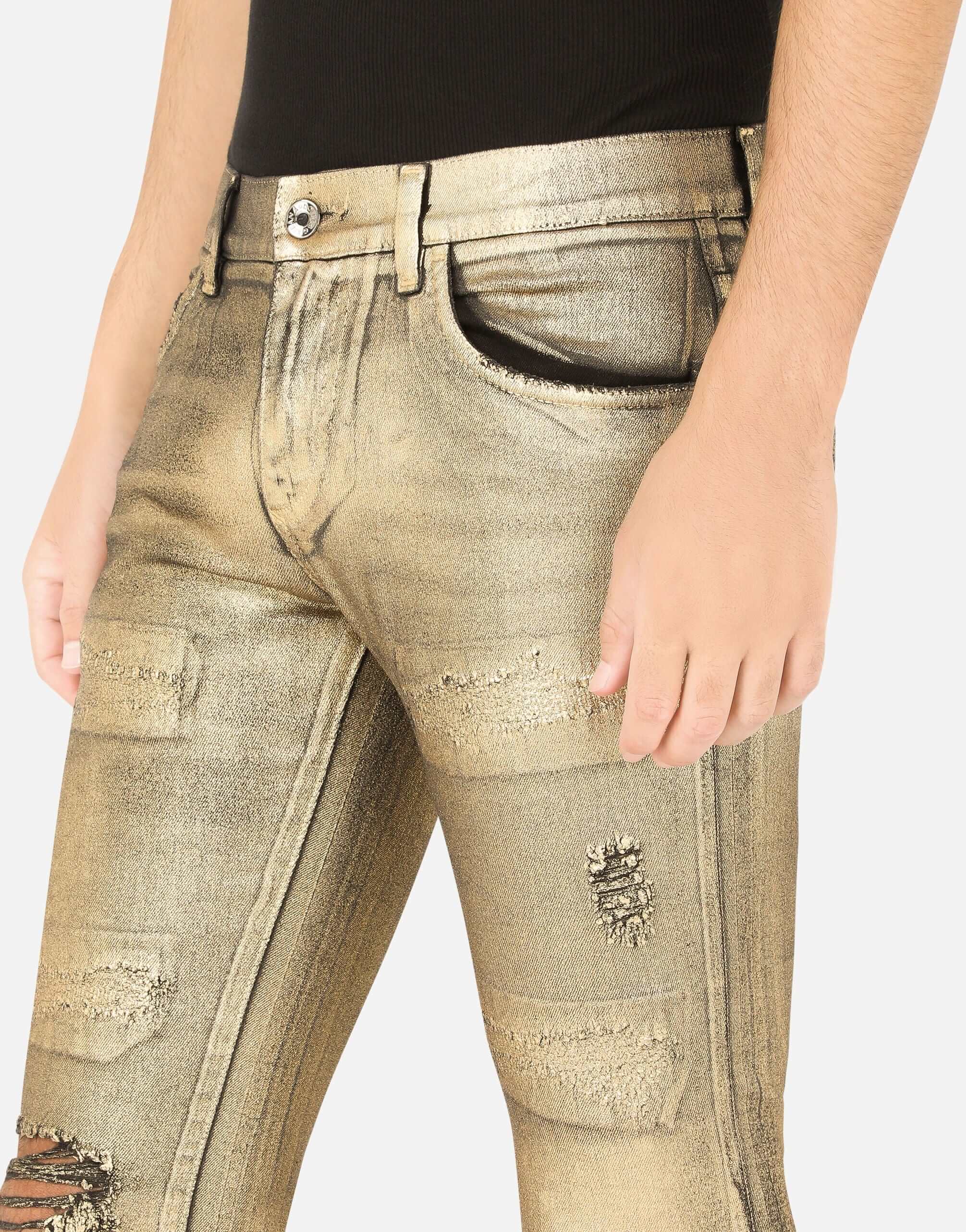 Dolce & Gabbana Skinny Jeans With Gold Coating