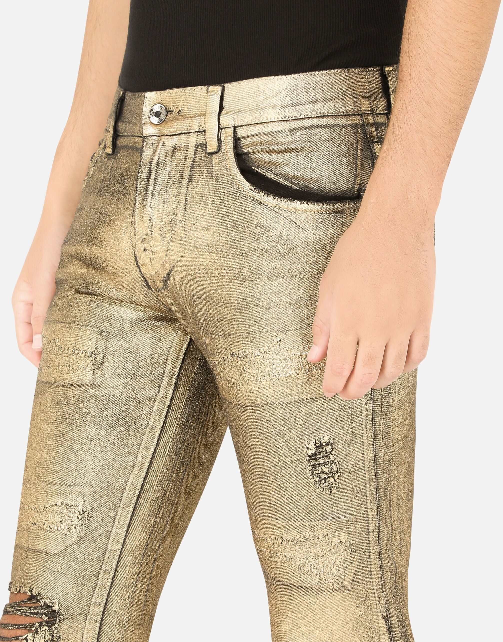 Skinny Jeans With Gold Coating