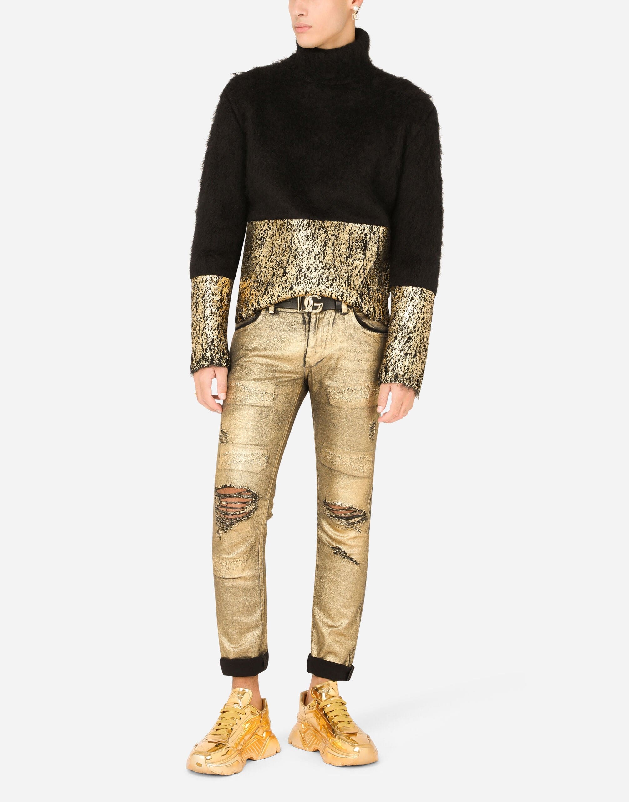 Dolce & Gabbana Skinny Jeans With Gold Coating