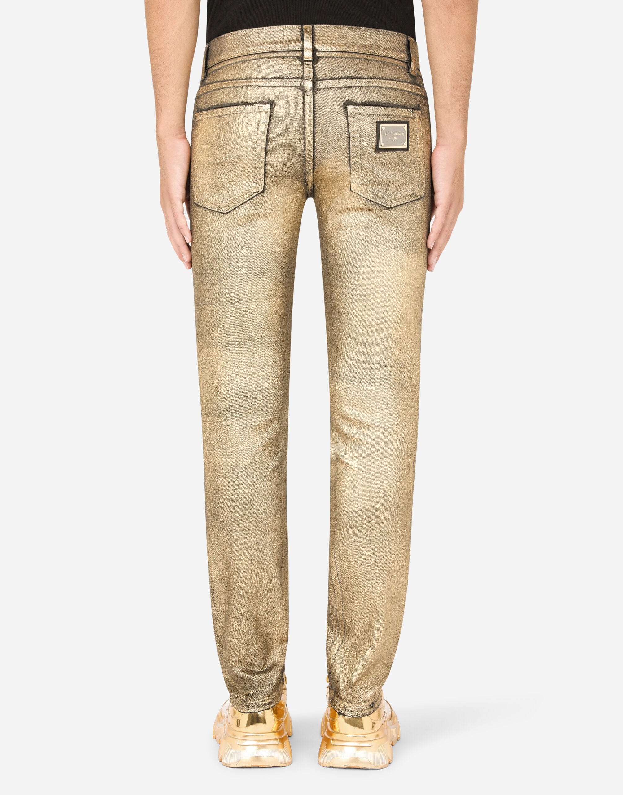 Dolce & Gabbana Skinny Jeans With Gold Coating