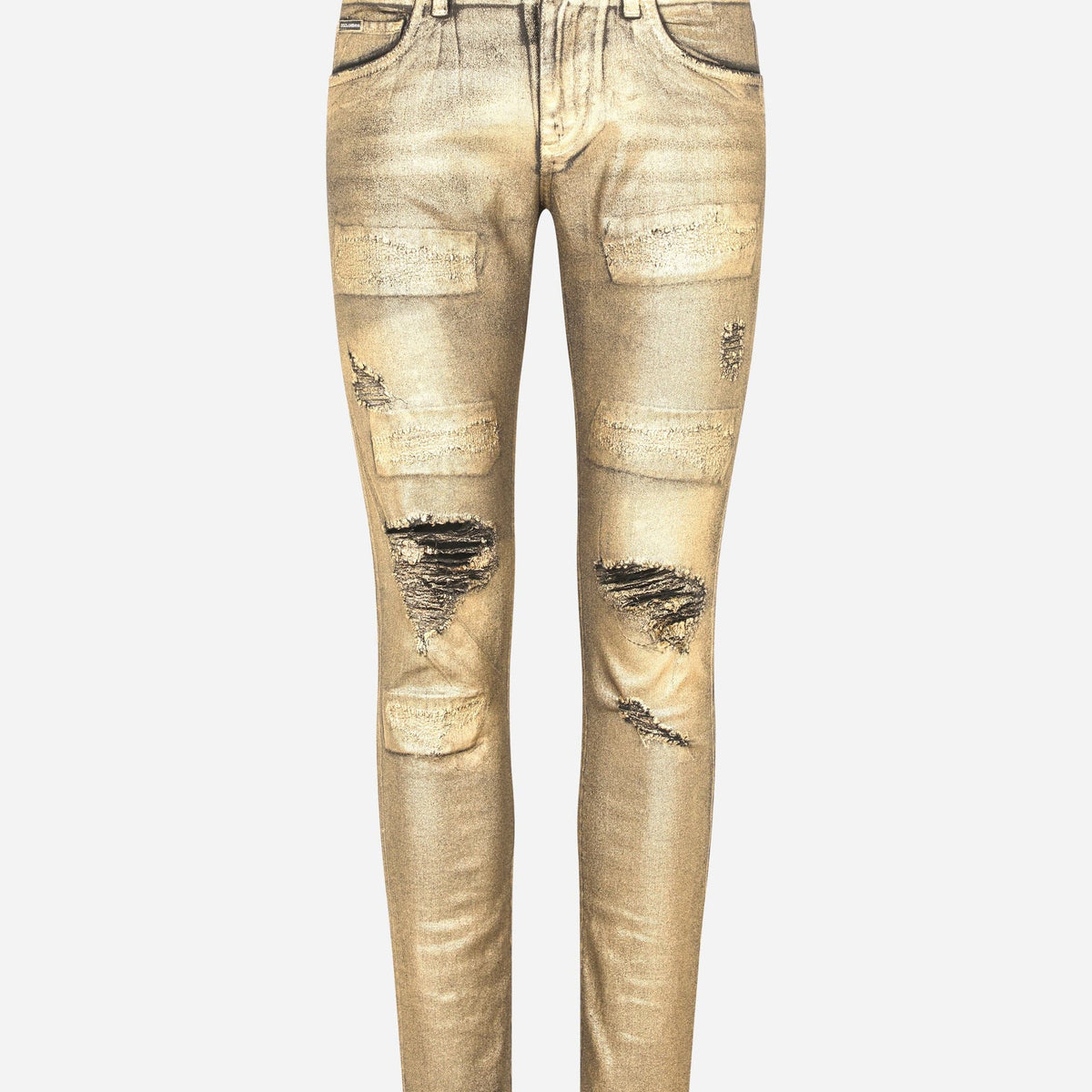 Dolce & Gabbana Skinny Jeans With Gold Coating | Sendegaro
