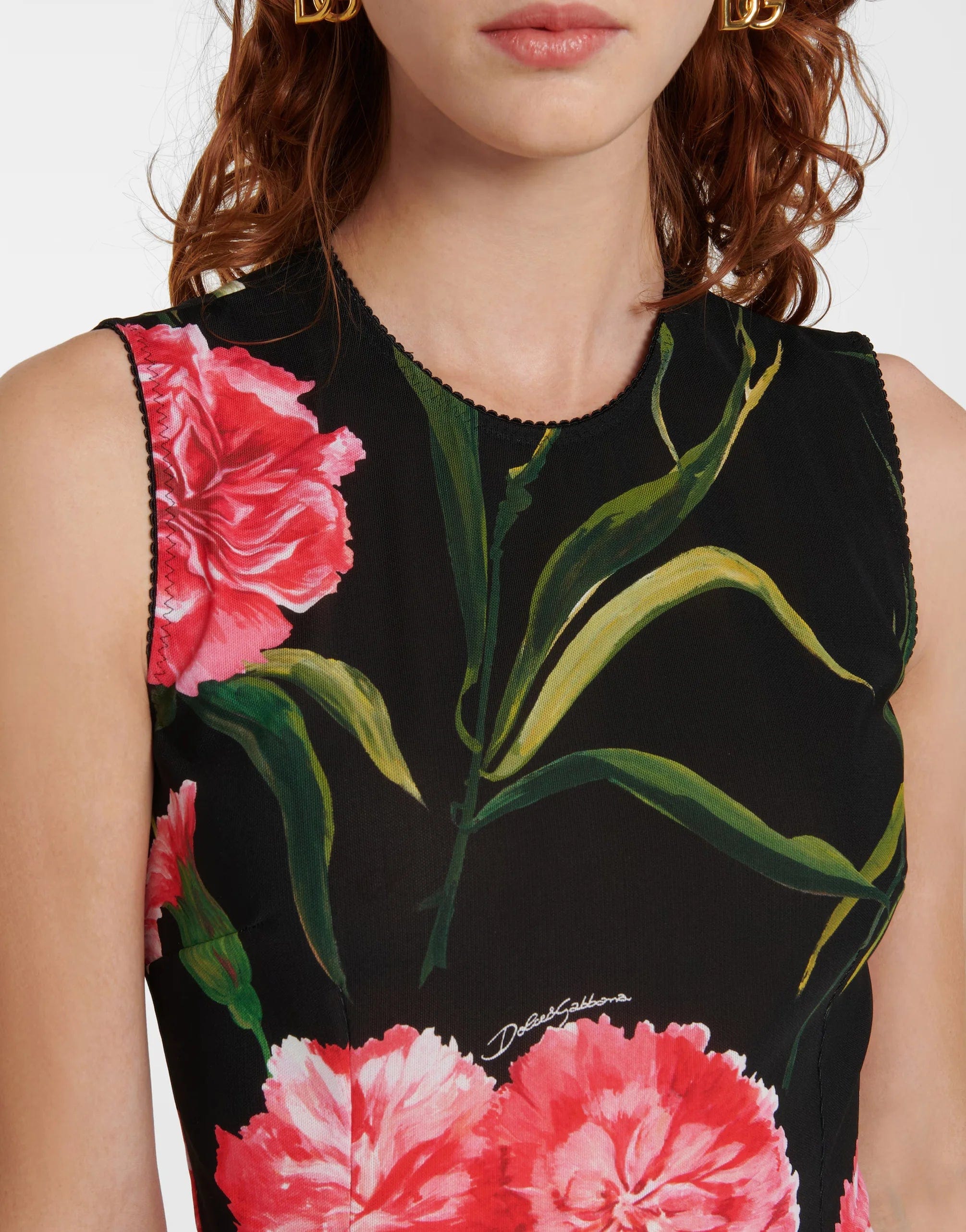 Dolce & Gabbana Sleeveless Floral Midi Dress