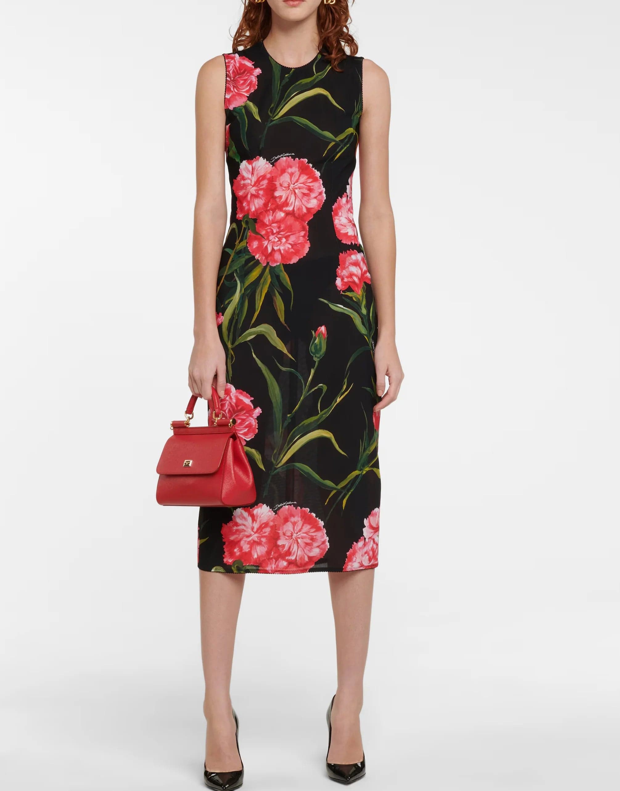 Dolce & Gabbana Sleeveless Floral Midi Dress