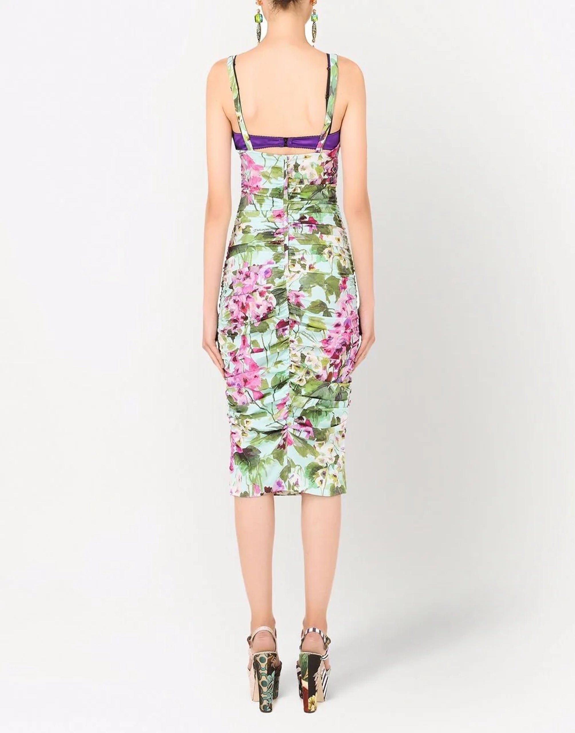 Dolce & Gabbana Sleeveless Floral Midi Dress In Multicolor
