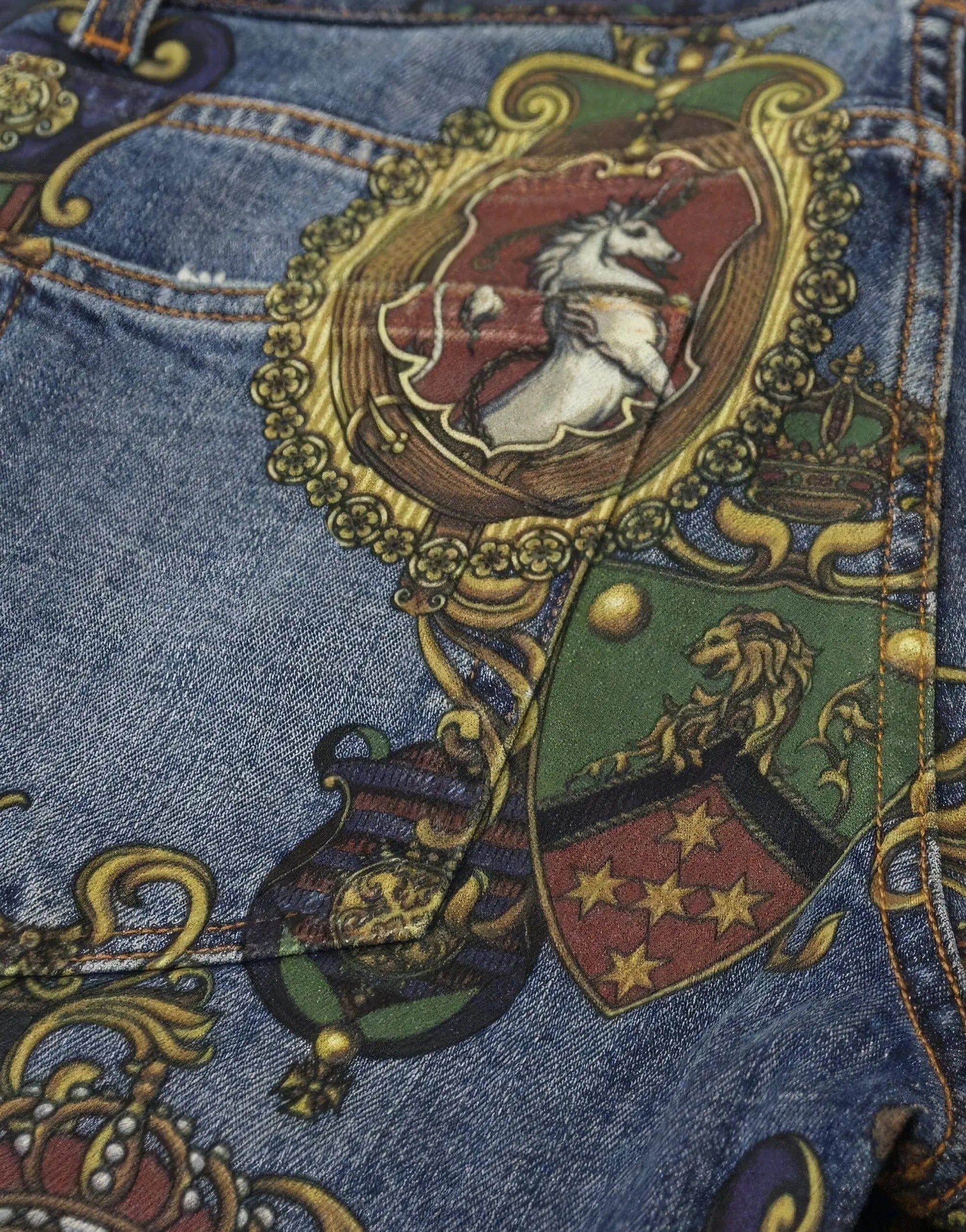 Slim Jeans With Heraldic Print