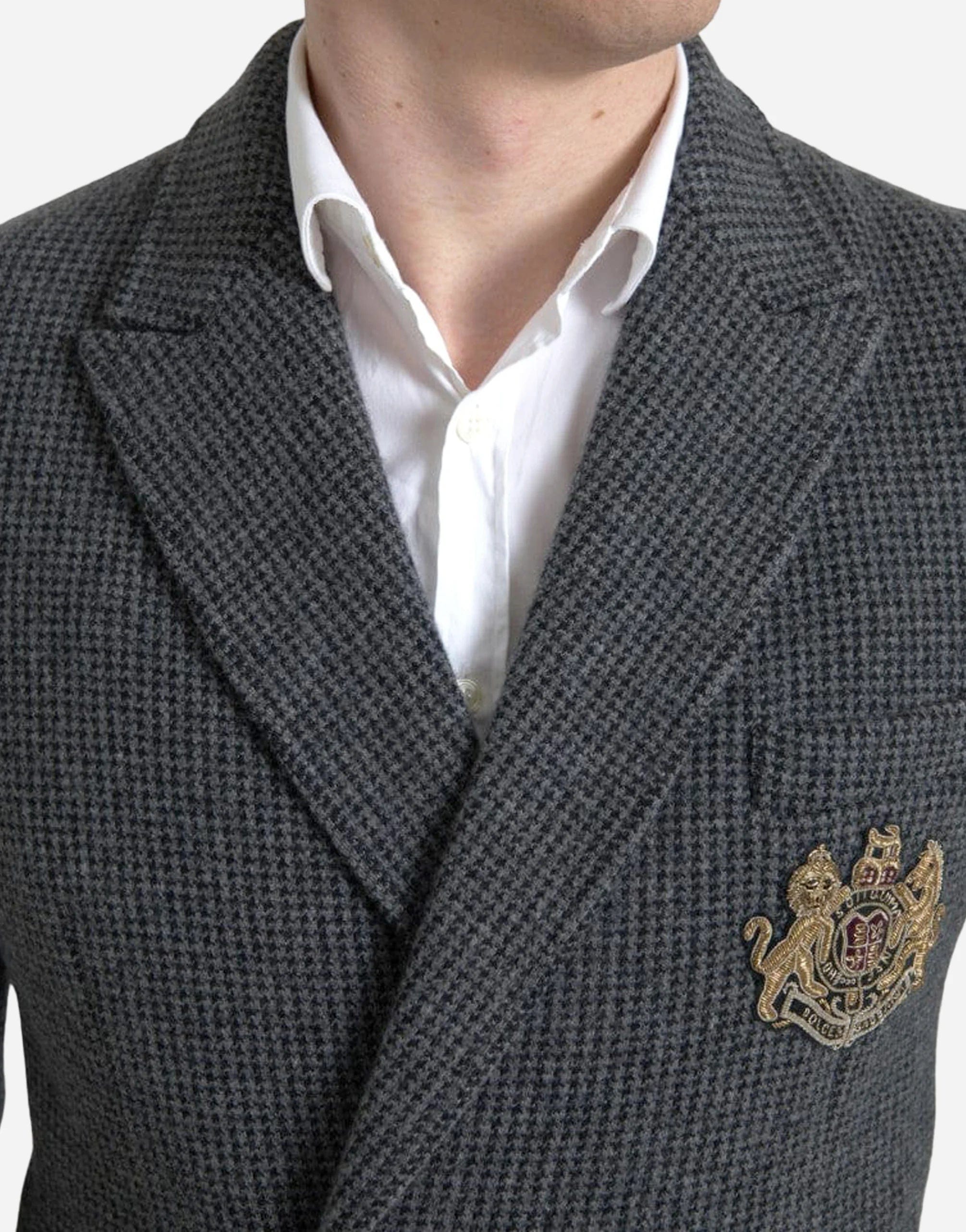 Dolce & Gabbana Soit Qui Mal Logo Embroidery Double Breasted Blazer