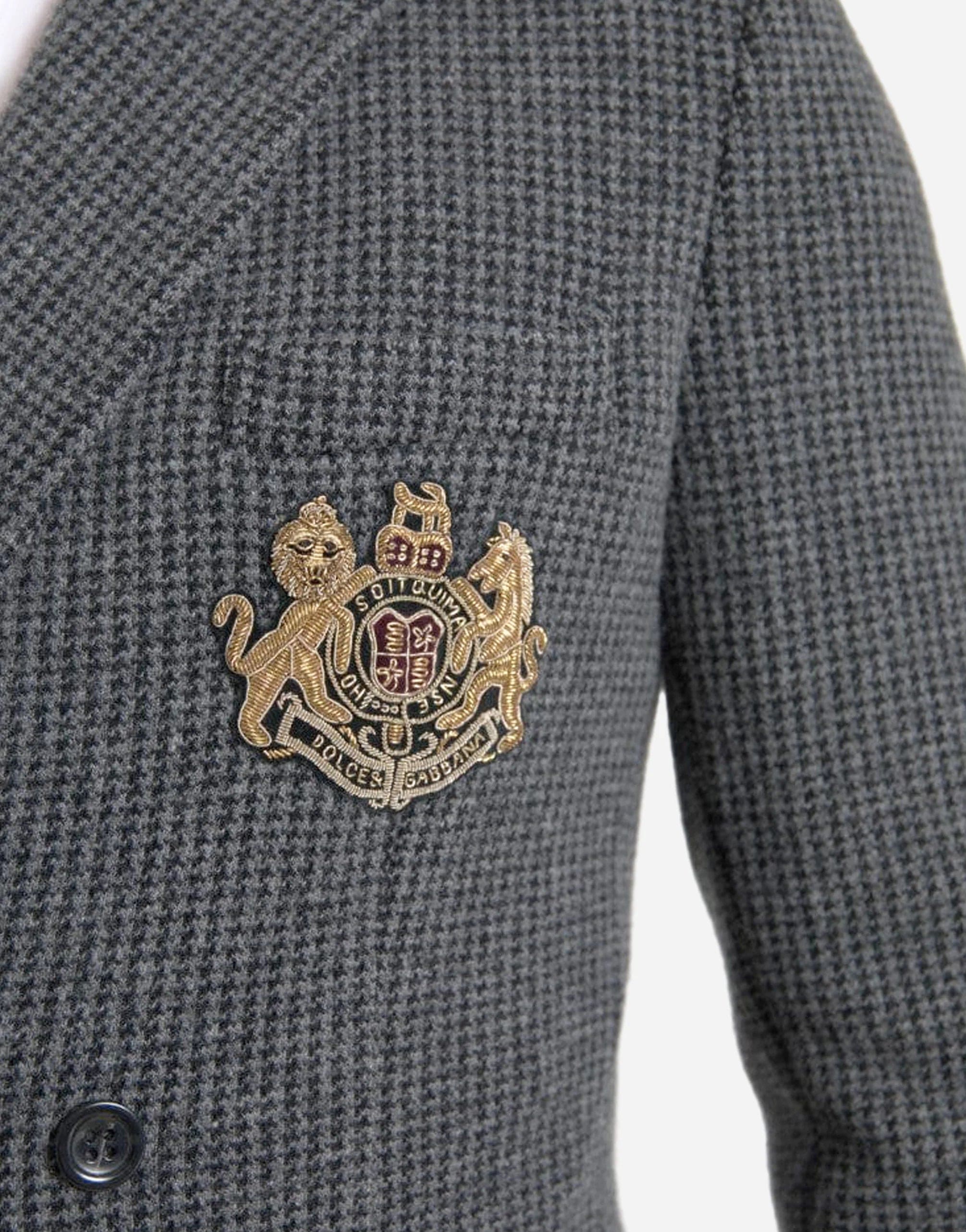 Dolce & Gabbana Soit Qui Mal Logo Embroidery Double Breasted Blazer