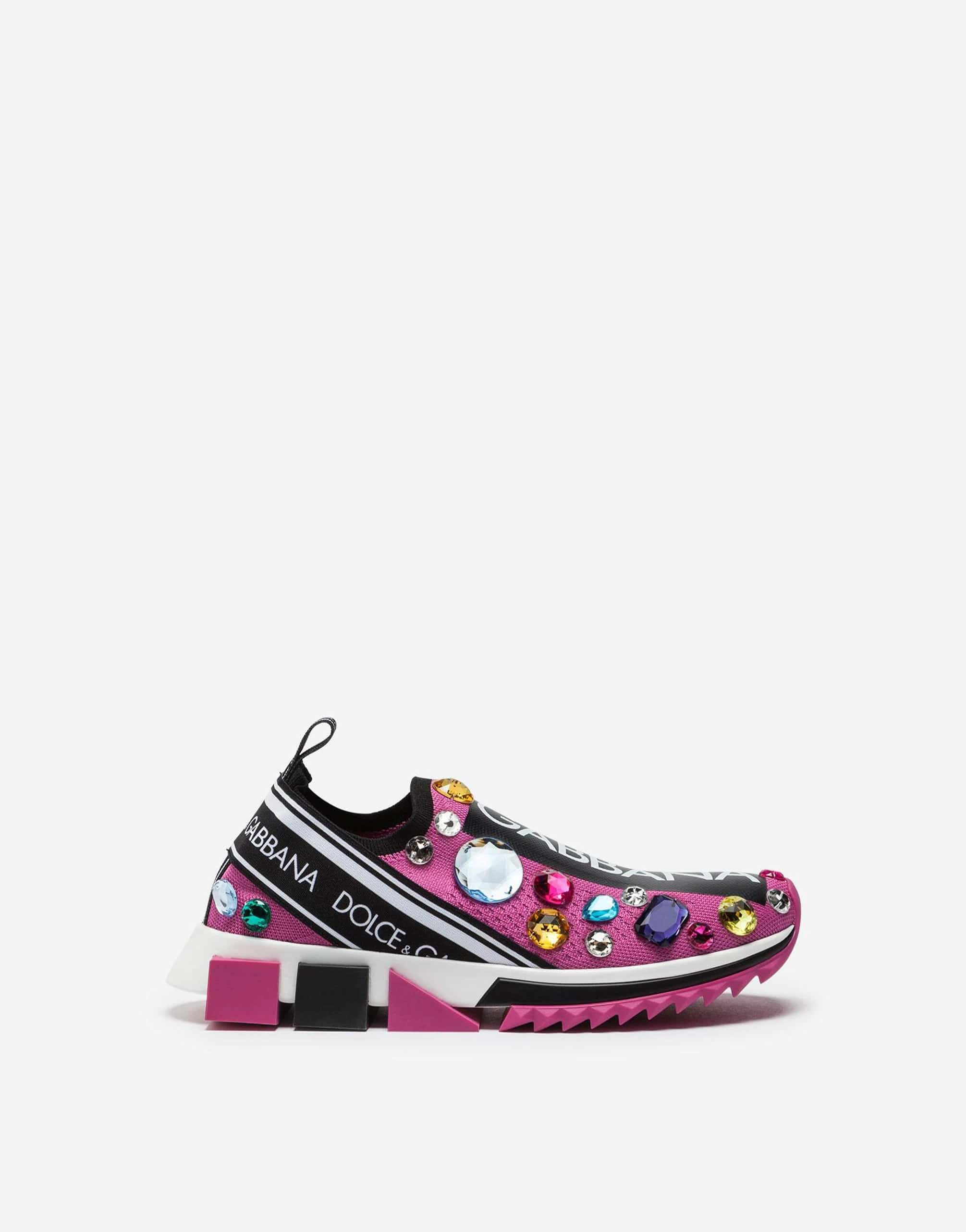 Dolce & Gabbana Sorrento Embellished Sneakers In Fuchsia