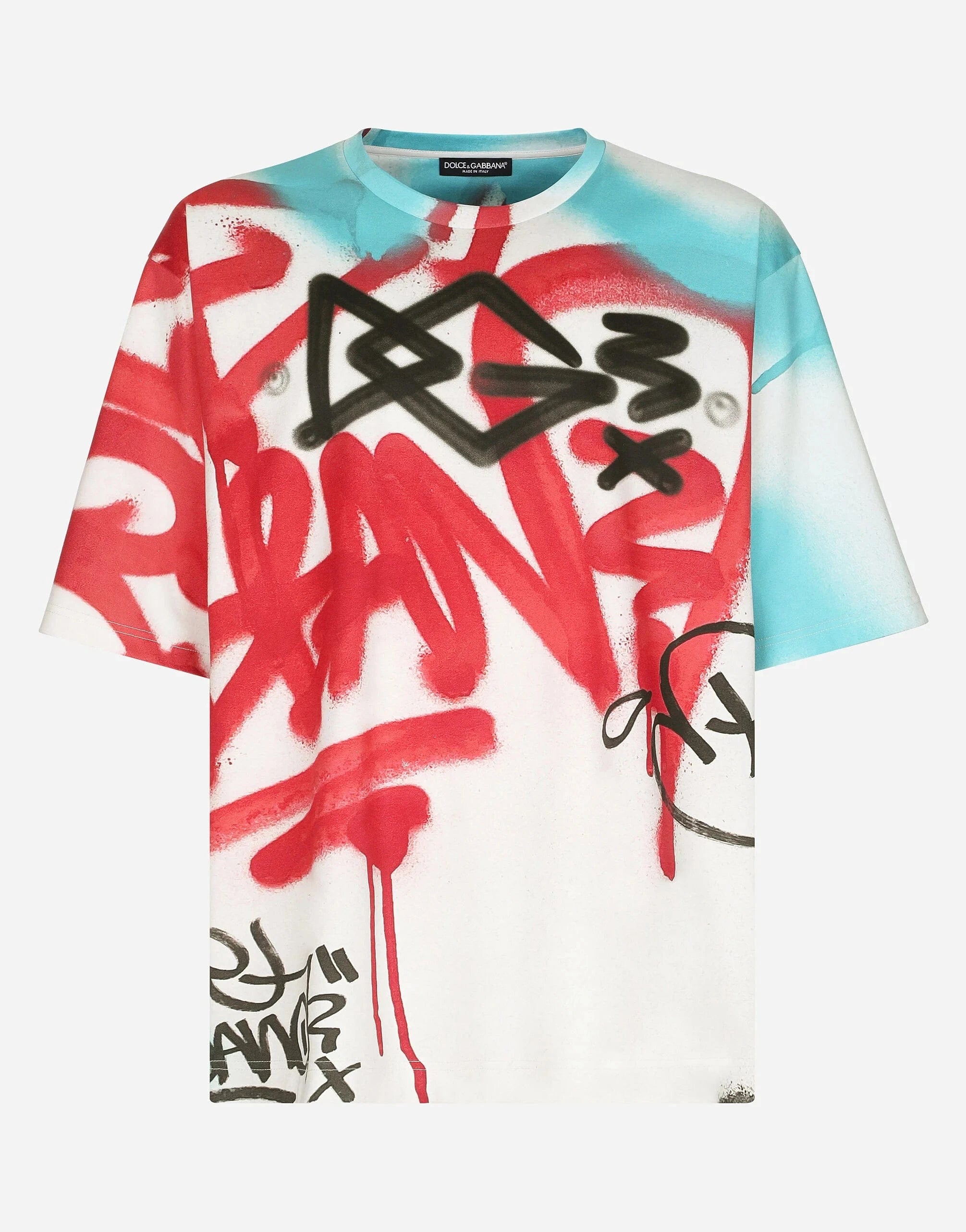 Dolce & Gabbana Spray-Paint Graffiti Print Cotton T-Shirt