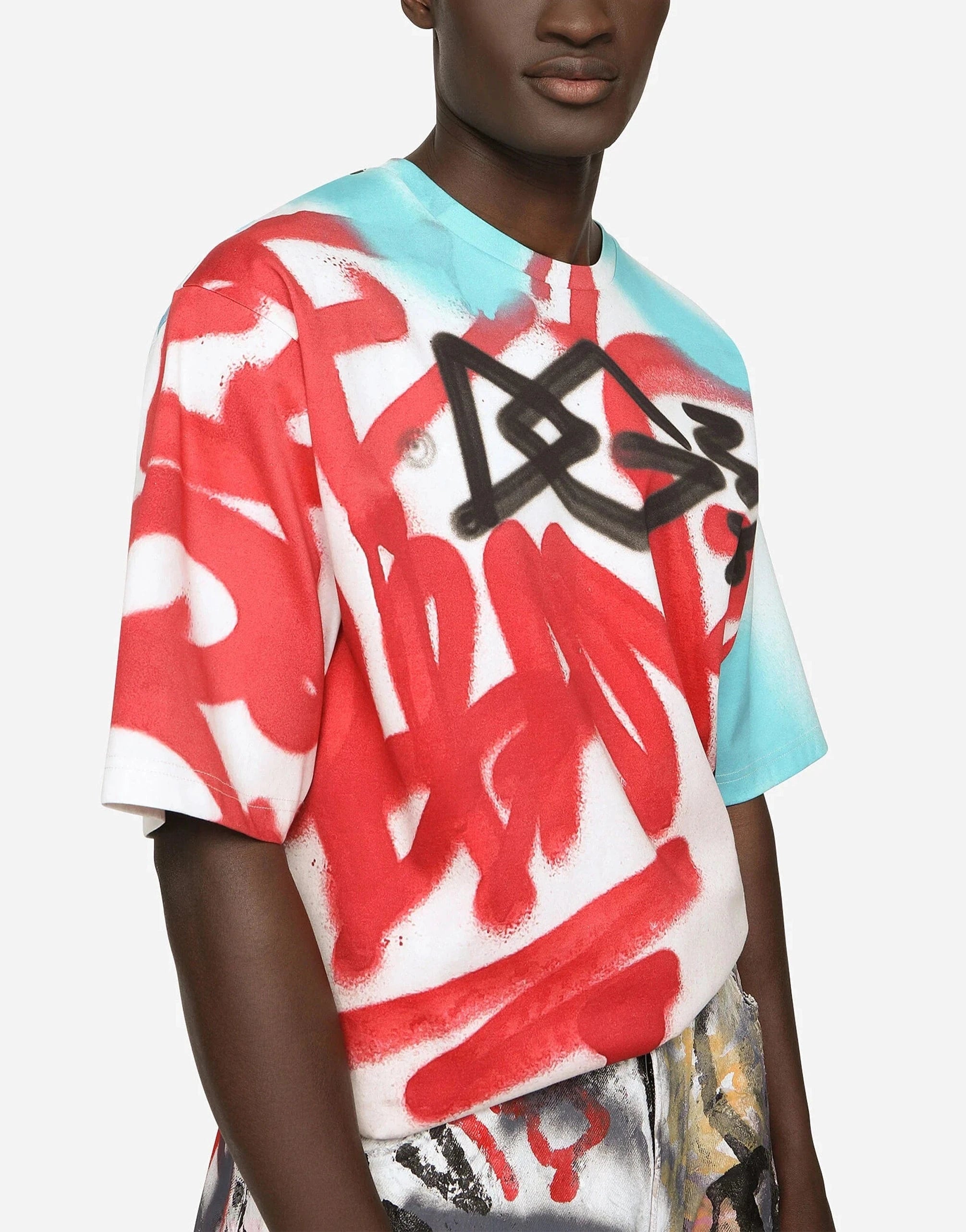 Dolce & Gabbana Spray-Paint Graffiti Print Cotton T-Shirt