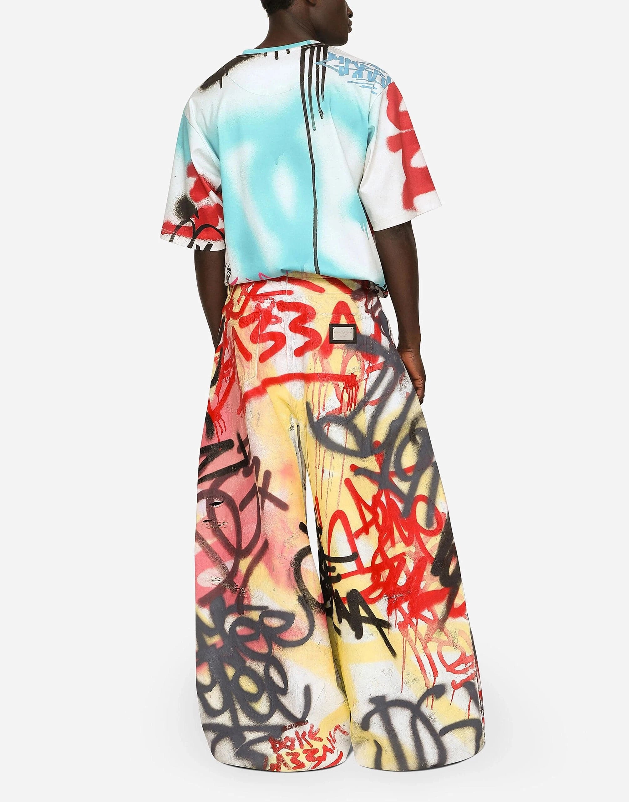 Dolce & Gabbana Spray-Paint Graffiti Print Cotton T-Shirt