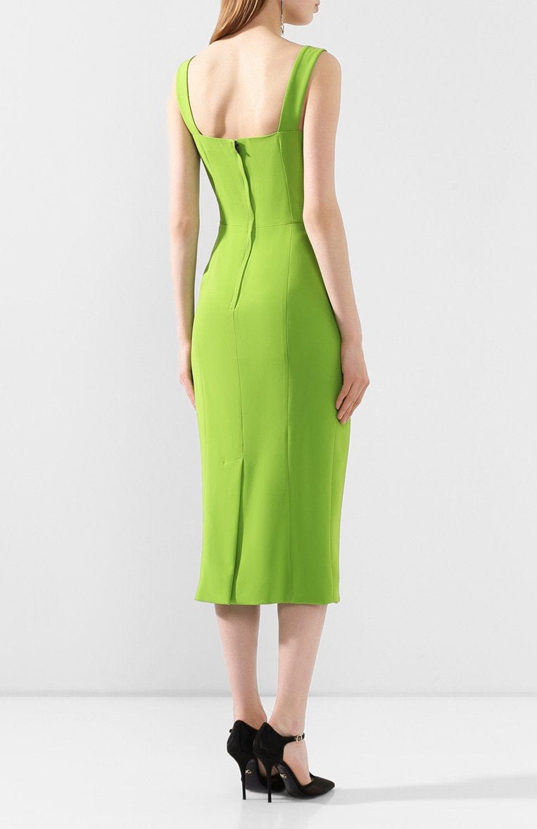 Dolce & Gabbana Green Sheath Square Neckline Mid Length Dress