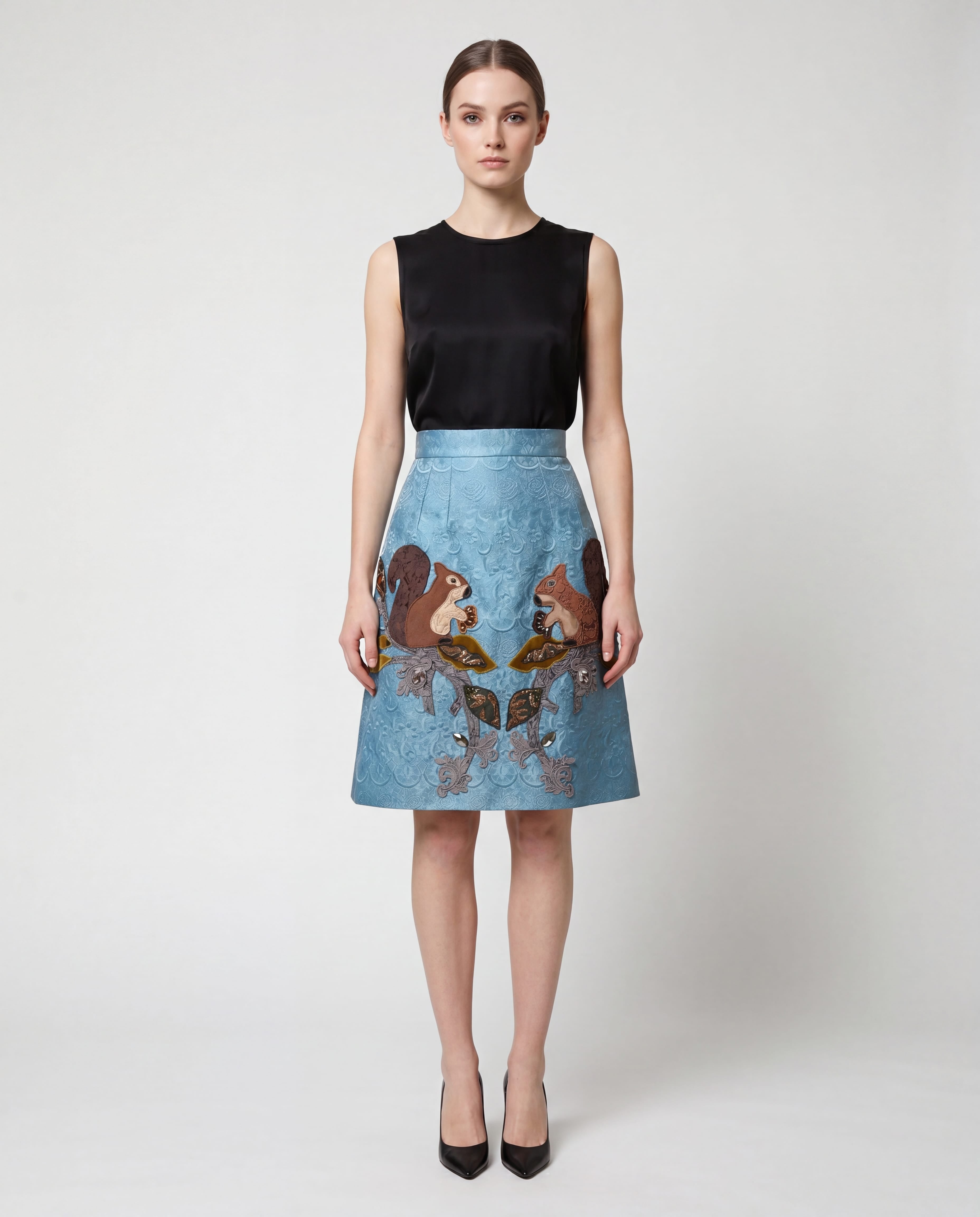 Dolce & Gabbana Squirrel Embellished Jacquard Skirt - alternate view