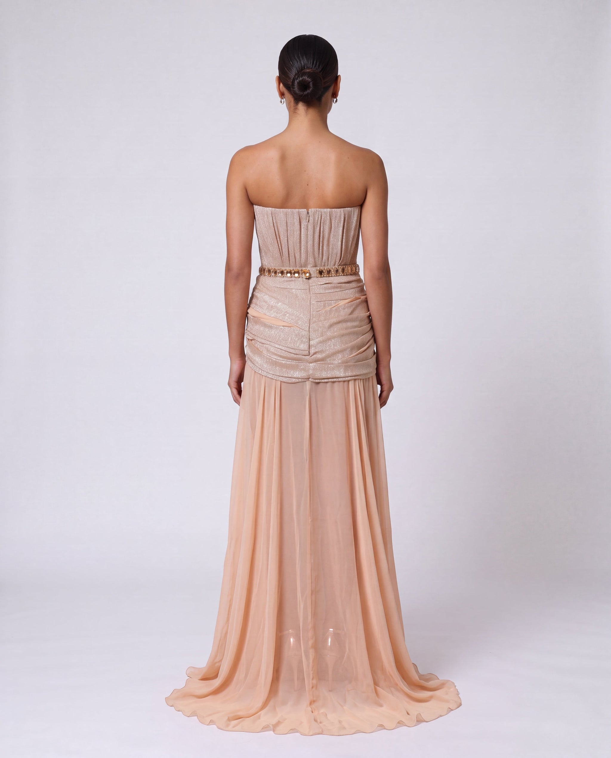 strapless draped chiffon dress Strapless Draped Chiffon Gown 2 / Pale Pink