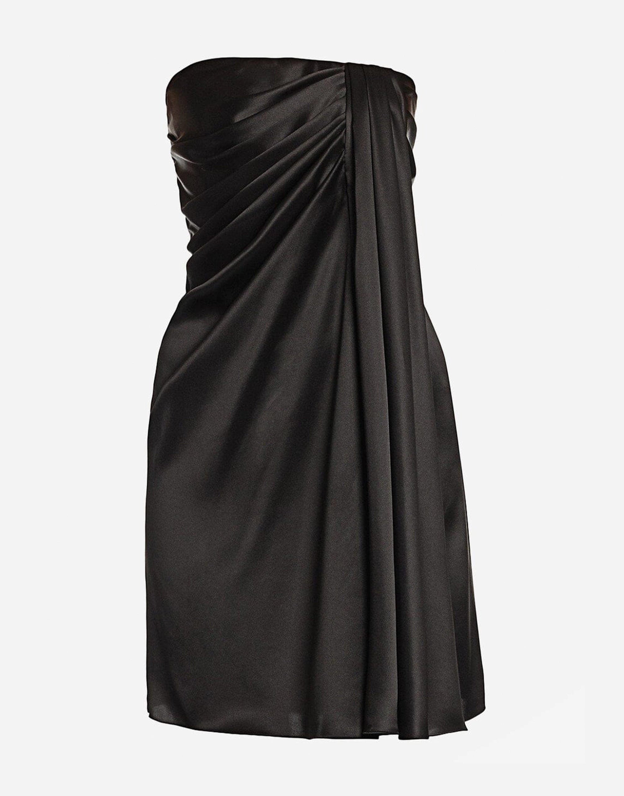 Dolce & Gabbana Strapless Draped Stretch-Satin Mini Dress