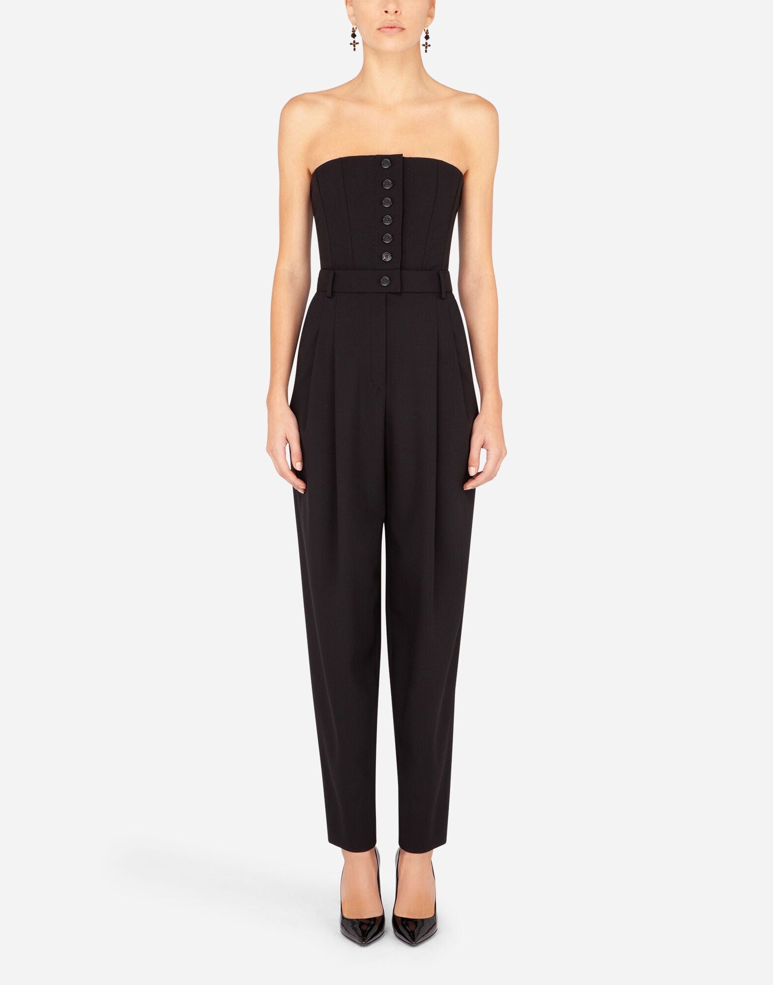 Dolce & Gabbana Strapless Stretch Wool Jumpsuit