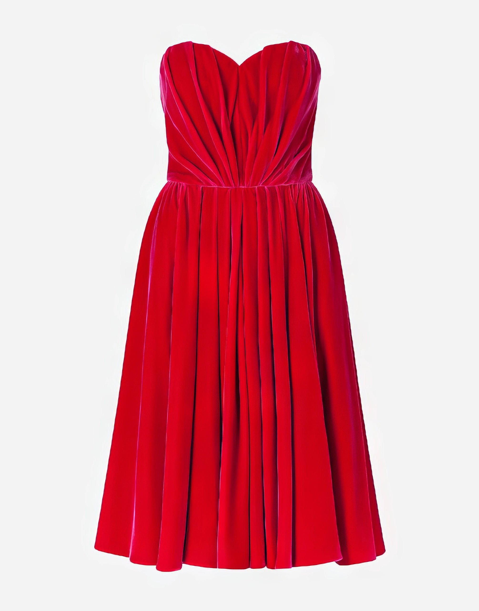 Dolce & Gabbana Strapless Velvet Dress In Fuchsia