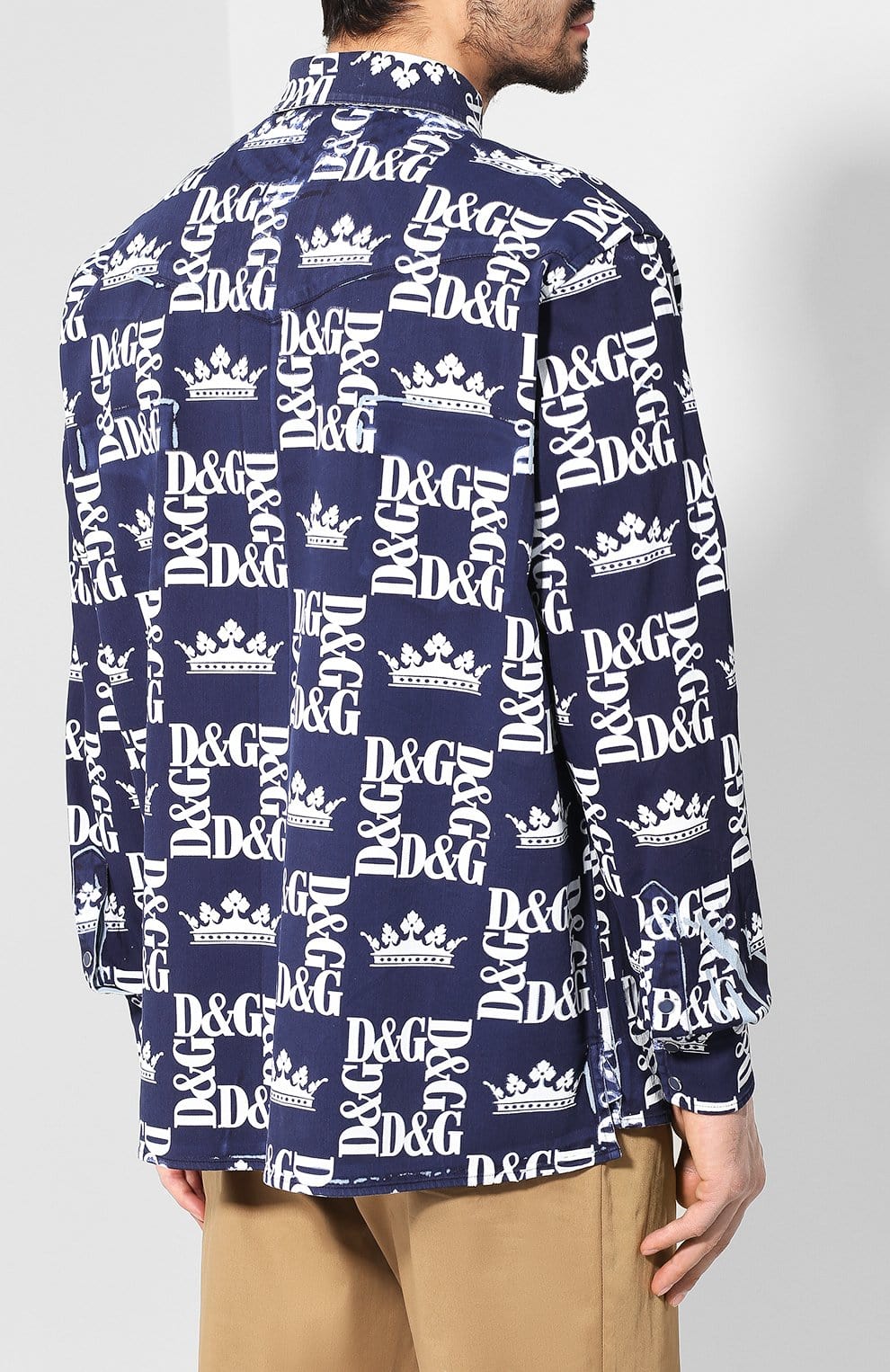 Dolce & Gabbana Stretch Denim Logo Shirt