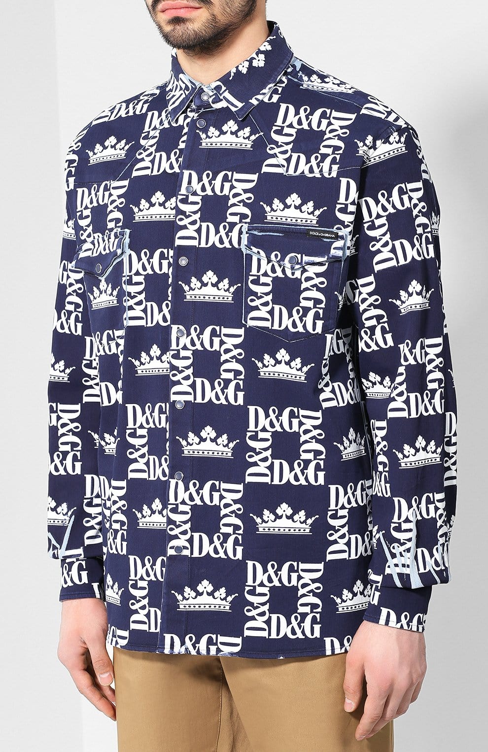 Dolce & Gabbana Stretch Denim Logo Shirt