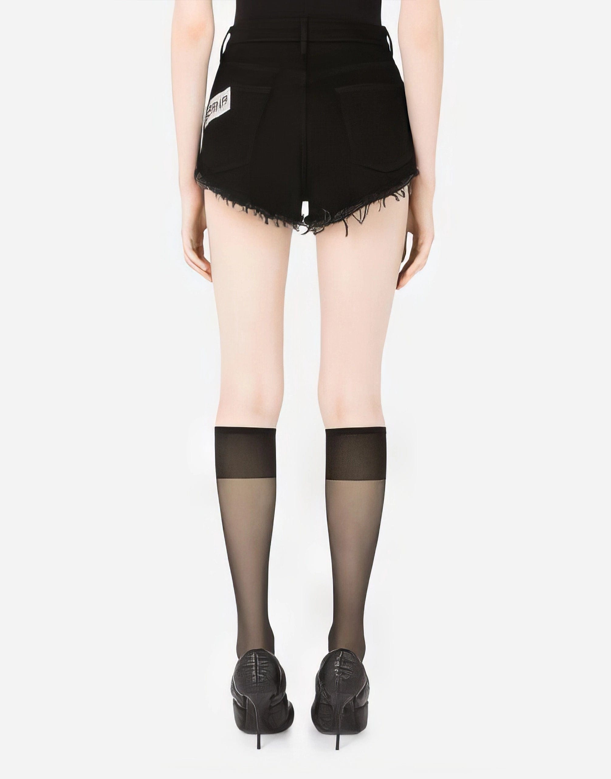 Dolce & Gabbana Stretch Denim Shorts With Crystal Mesh