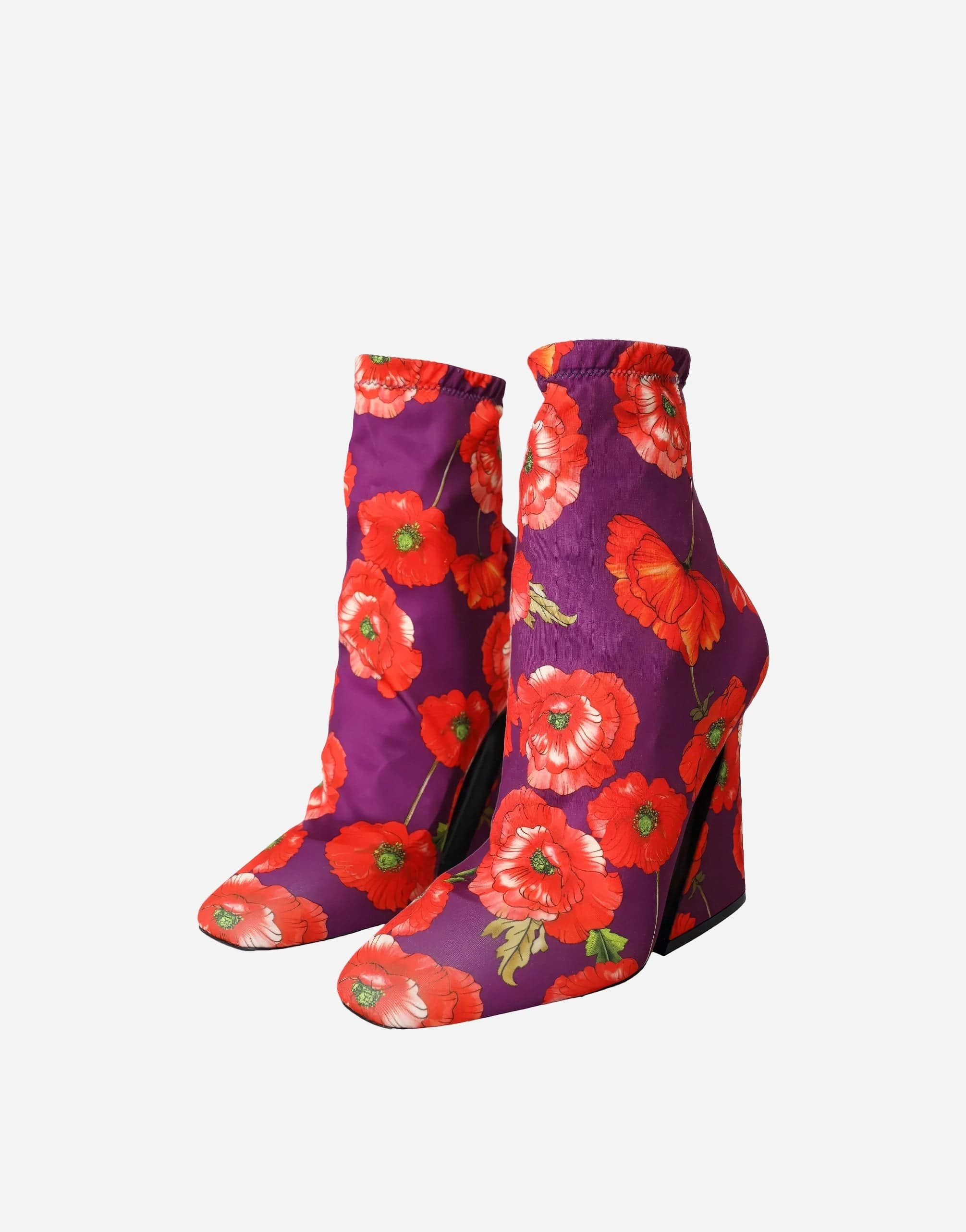 Dolce & Gabbana Stretch Jersey Booties With Poppy Print