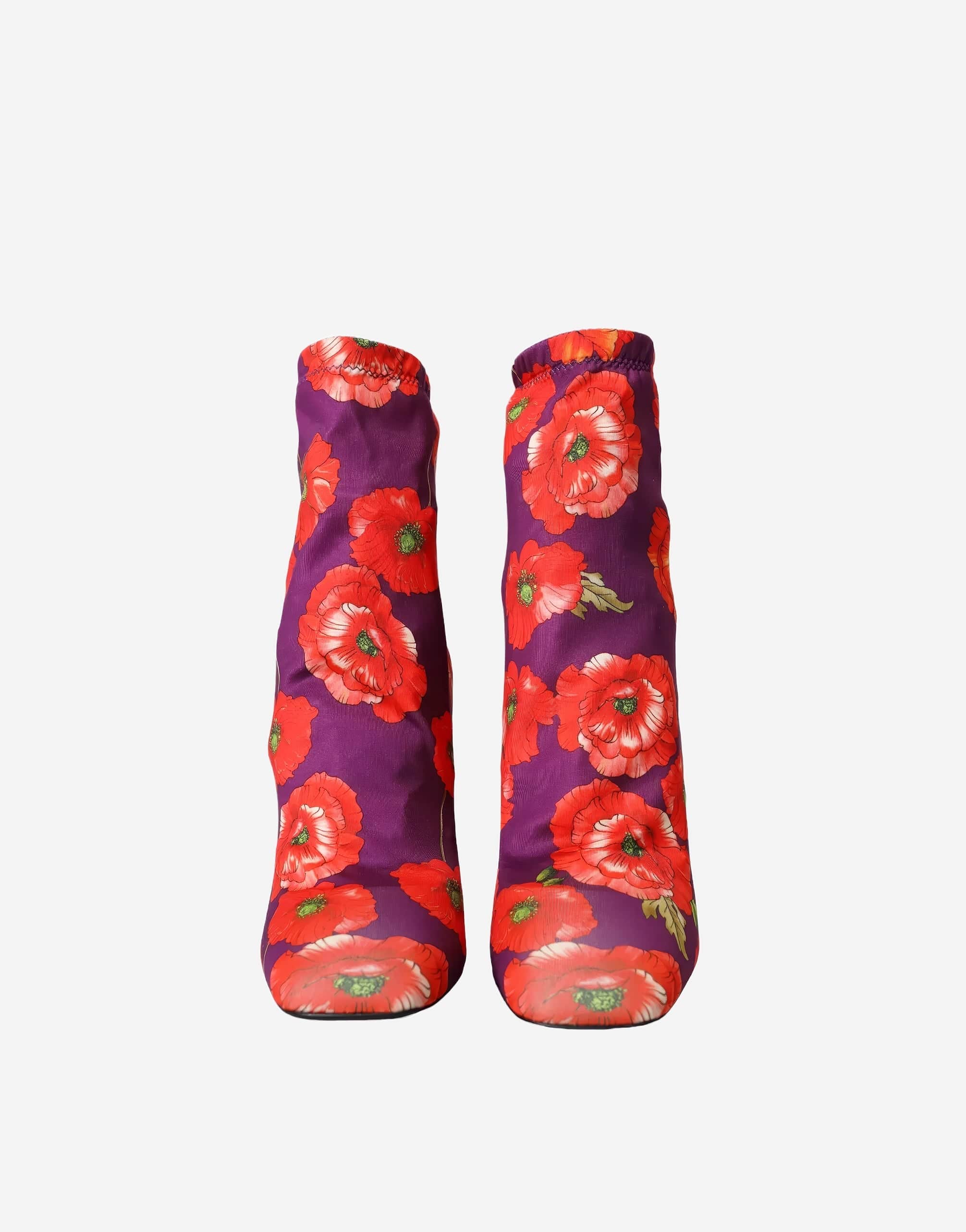 Dolce & Gabbana Stretch Jersey Booties With Poppy Print