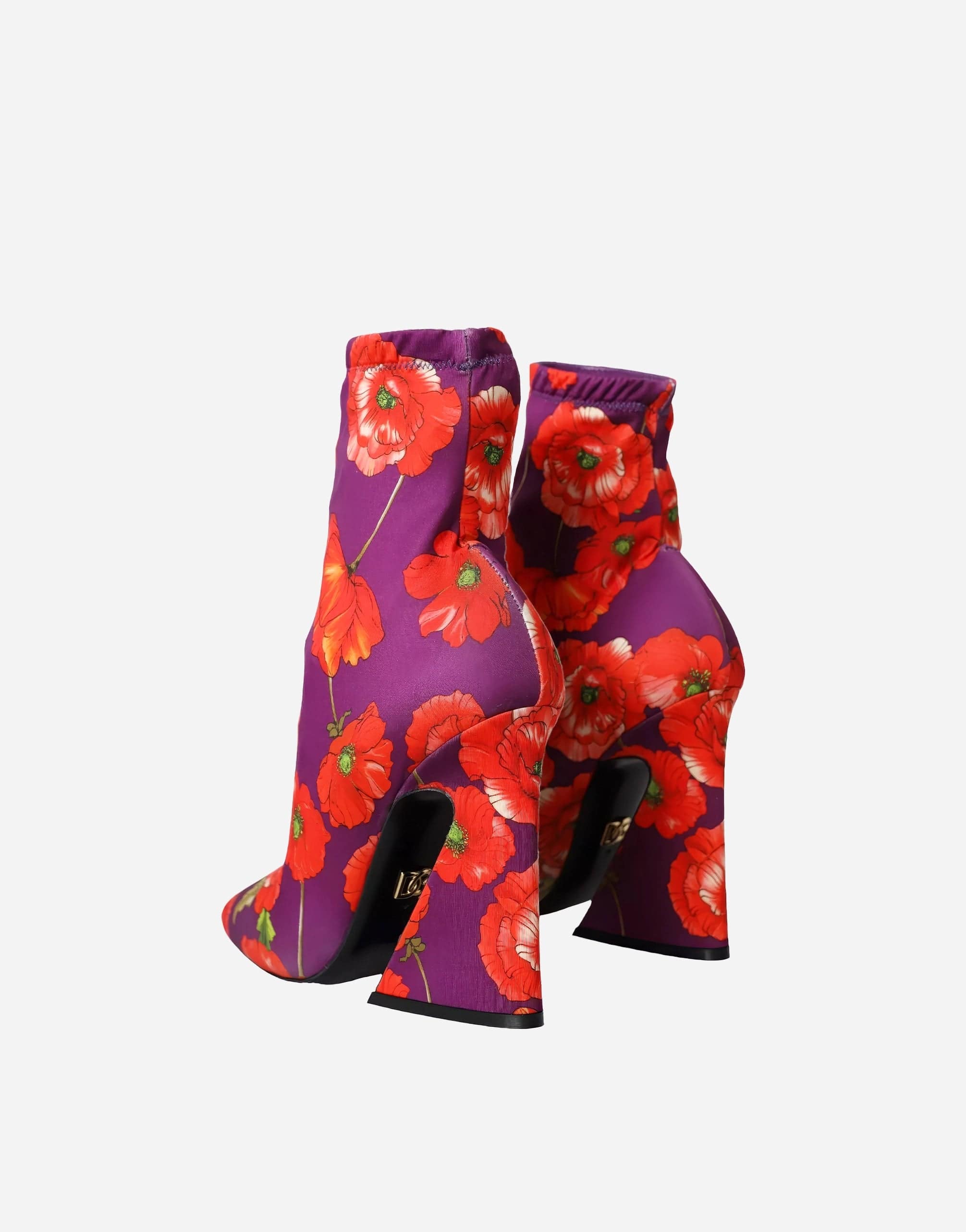 Dolce & Gabbana Stretch Jersey Booties With Poppy Print