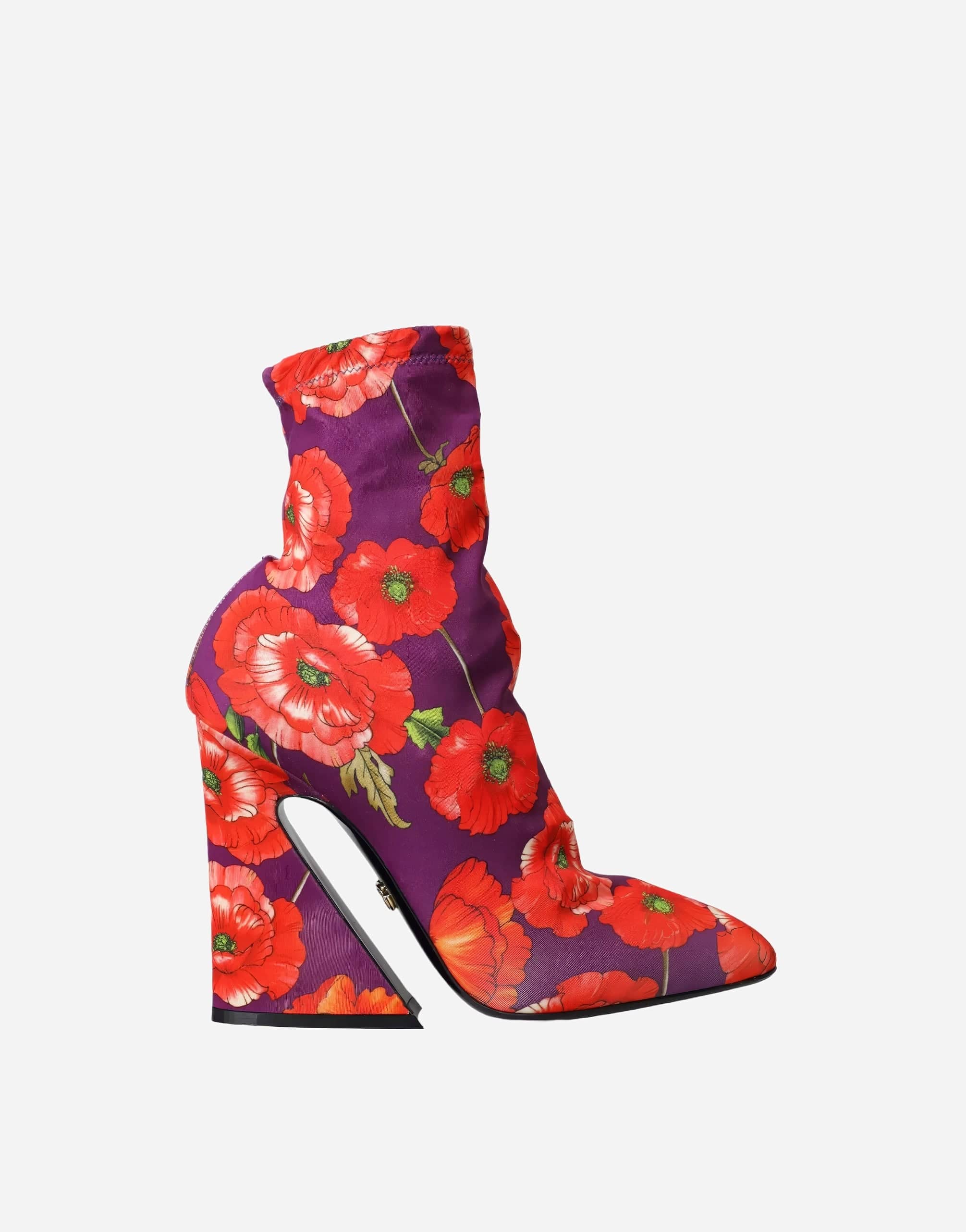 Dolce & Gabbana Stretch Jersey Booties With Poppy Print