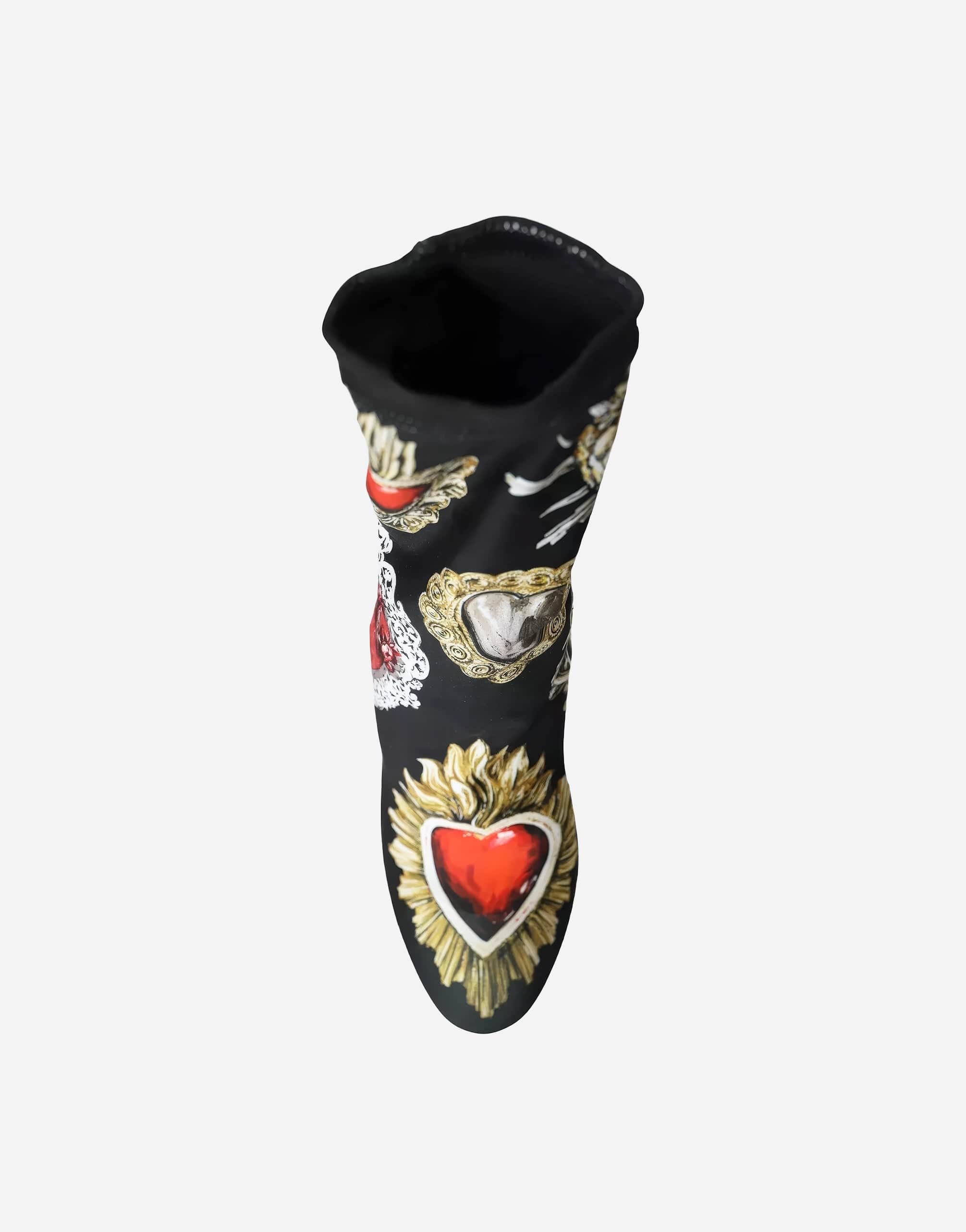 Dolce & Gabbana Stretch Jersey Booties With Sacred Heart Print